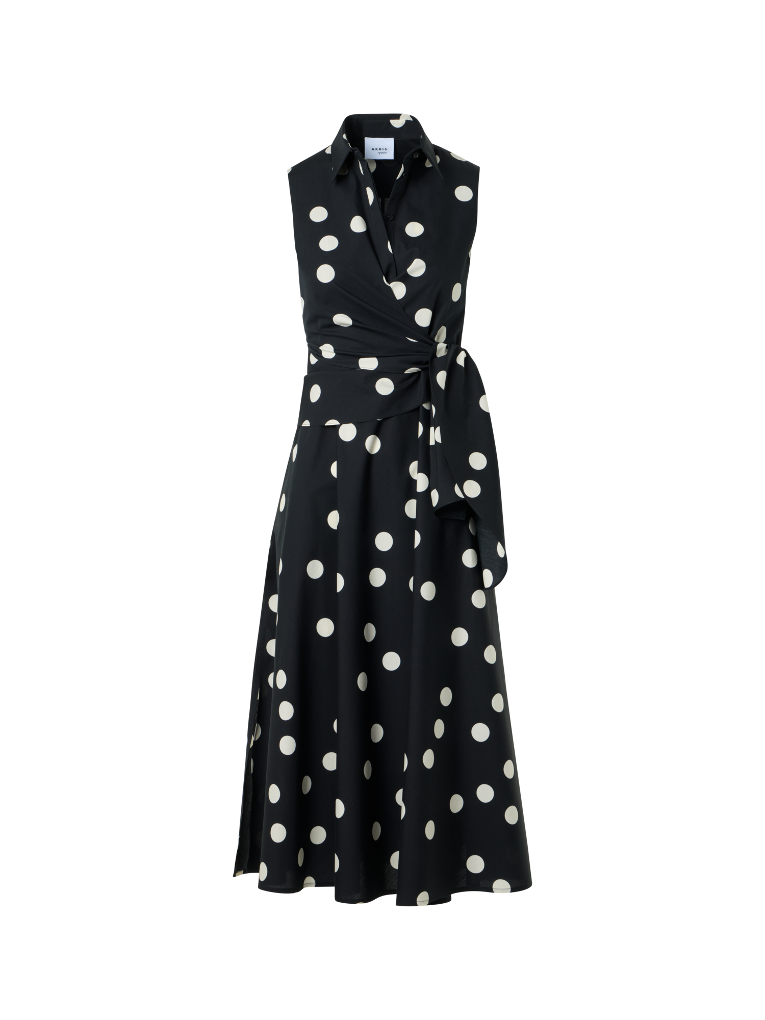 Polka Dot Wrap Midi Dress in Cotton Poplin