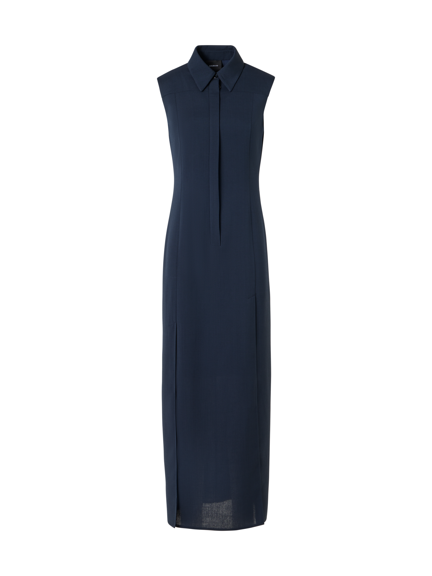 Sleeveless Structured Cotton-Silk Double-Face Midi Shirt Dress