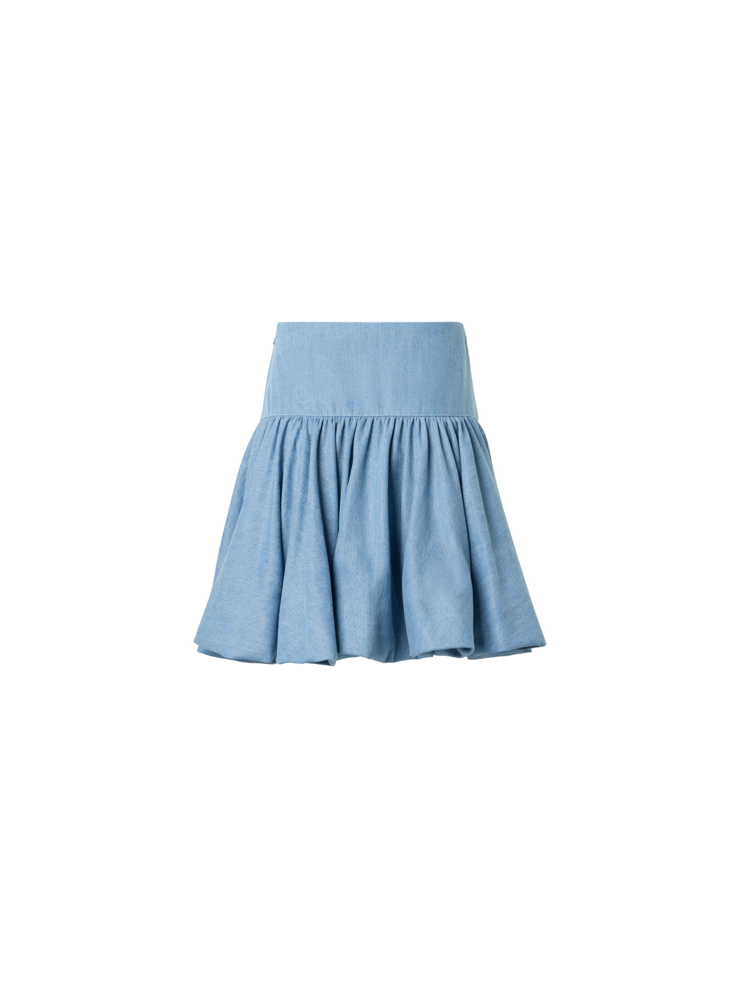Flared Flounced Mini Viscose Denim Skirt