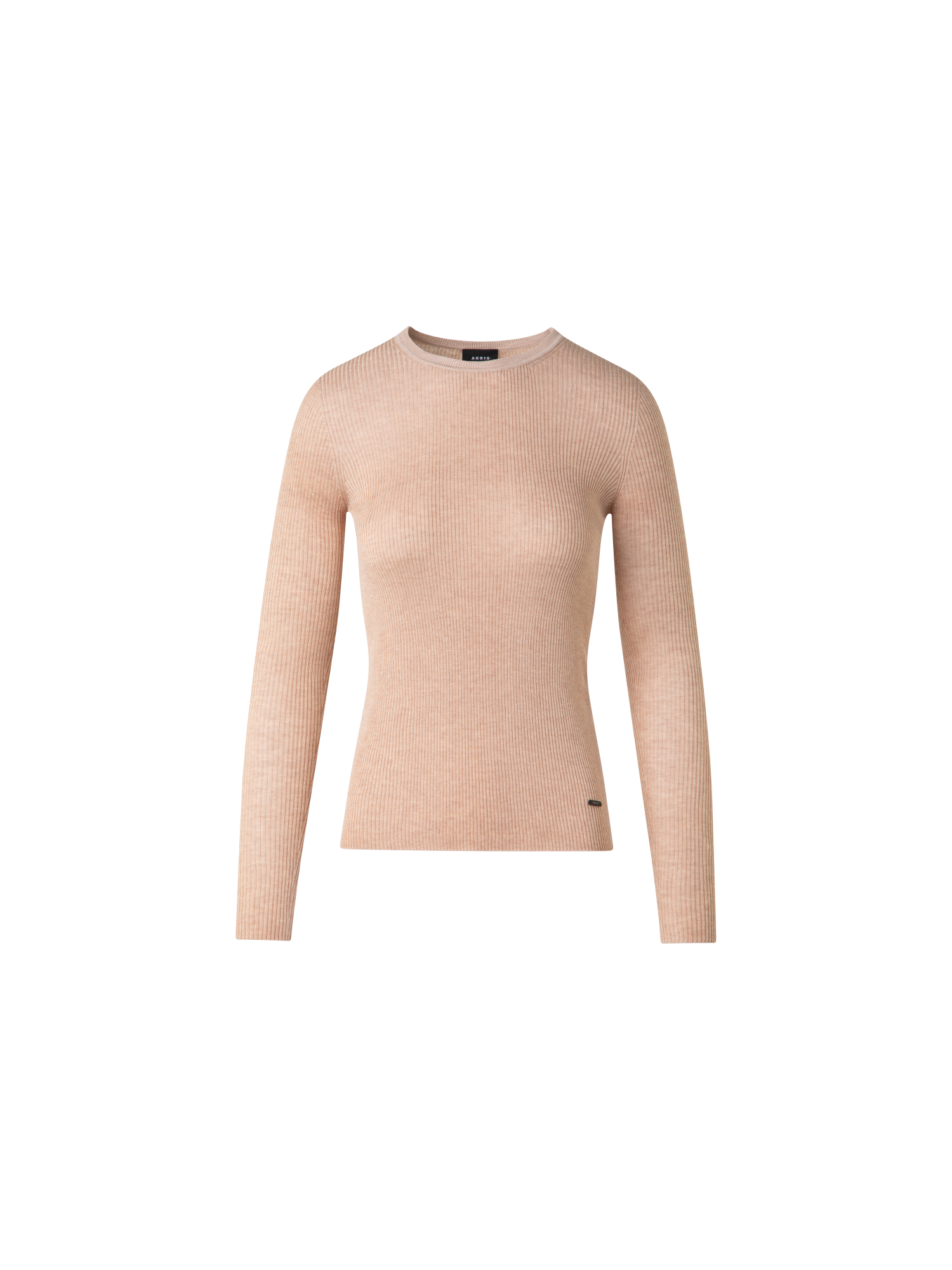 Seamless Crew Neck Sweater in Silk Cotton Rib Knit