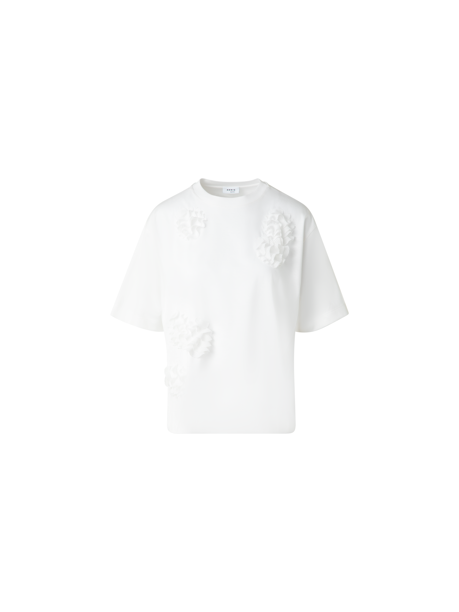 Boxy Cotton T-Shirt with 3D Carnation Detail