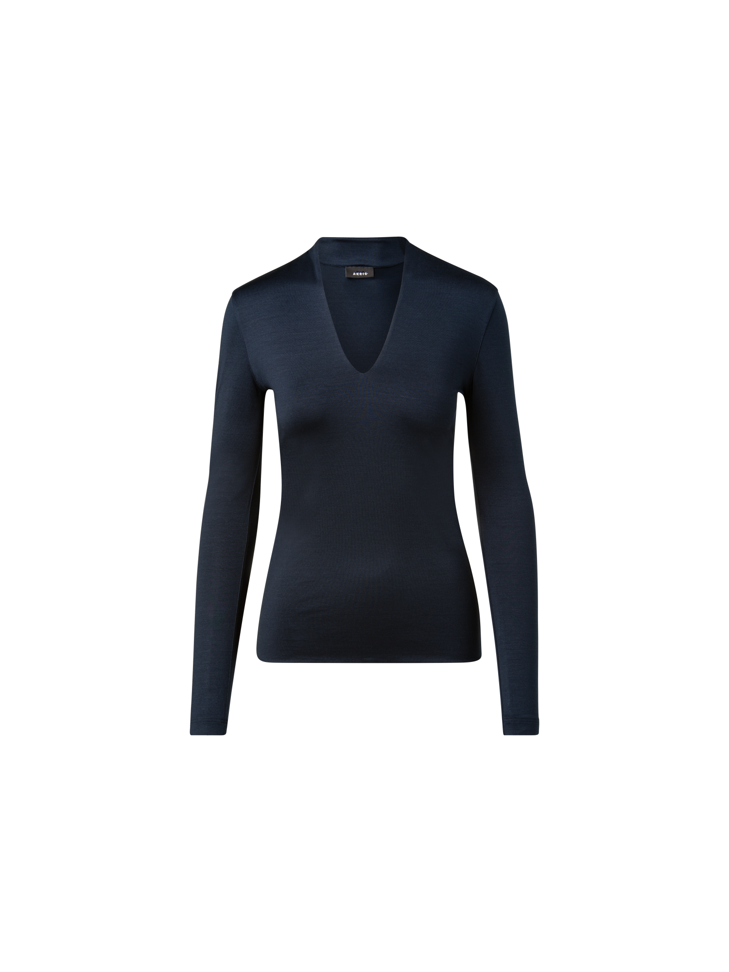 Silk Jersey Stretch Top with V-Neck