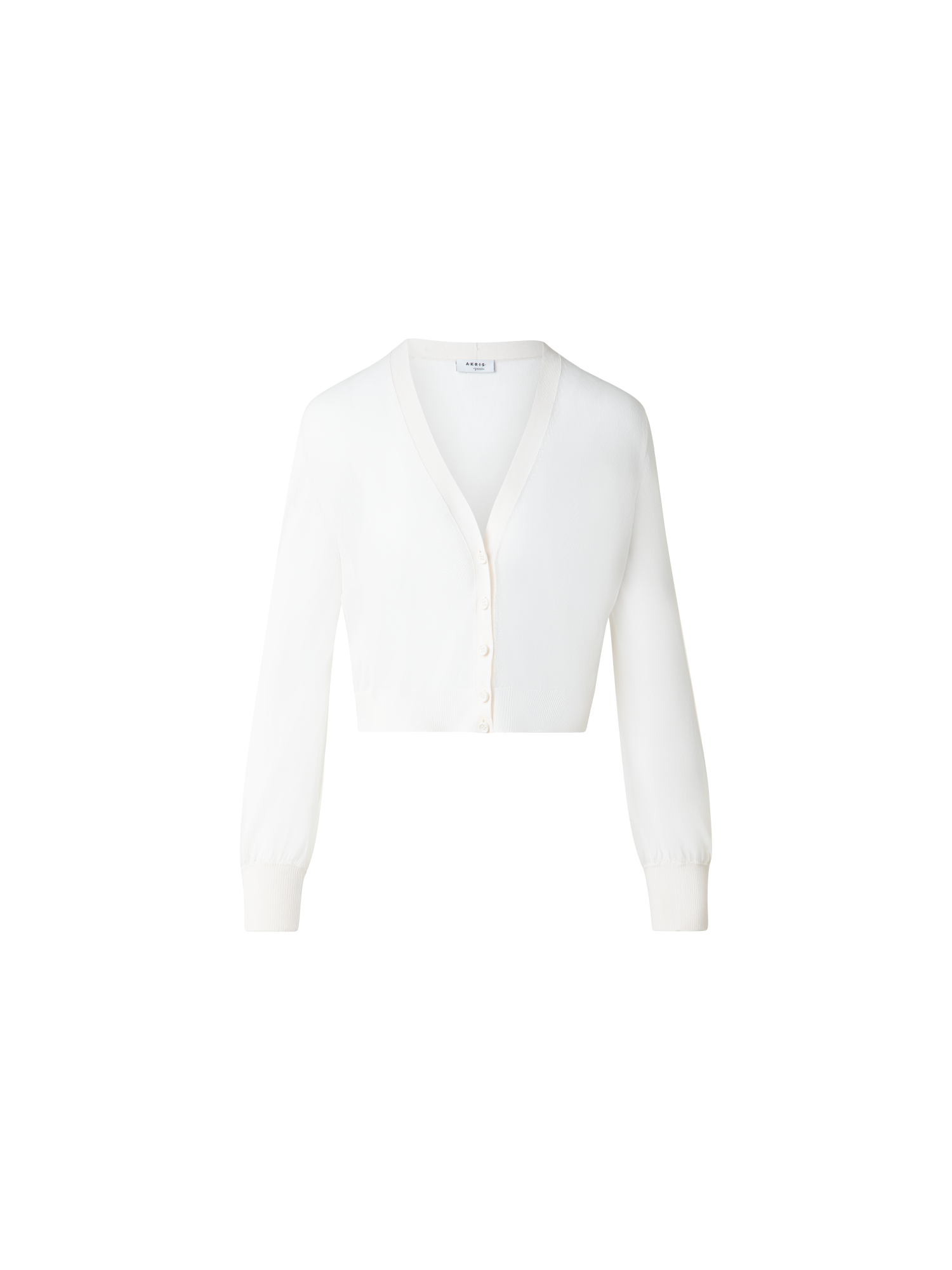 Sheer Cropped Knit Cardigan with Volume Sleeves