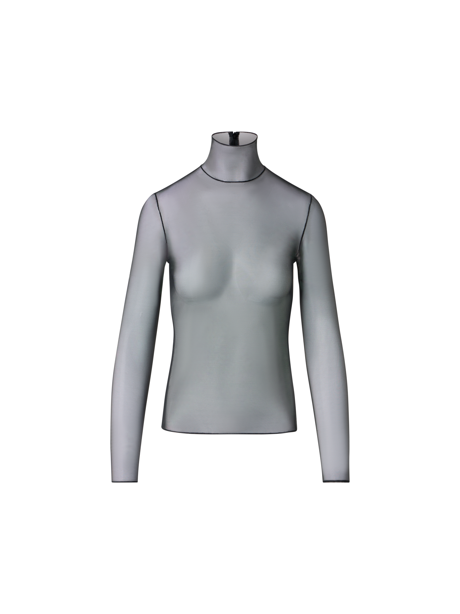 Sheer Stretch Tulle Mock-Neck Top