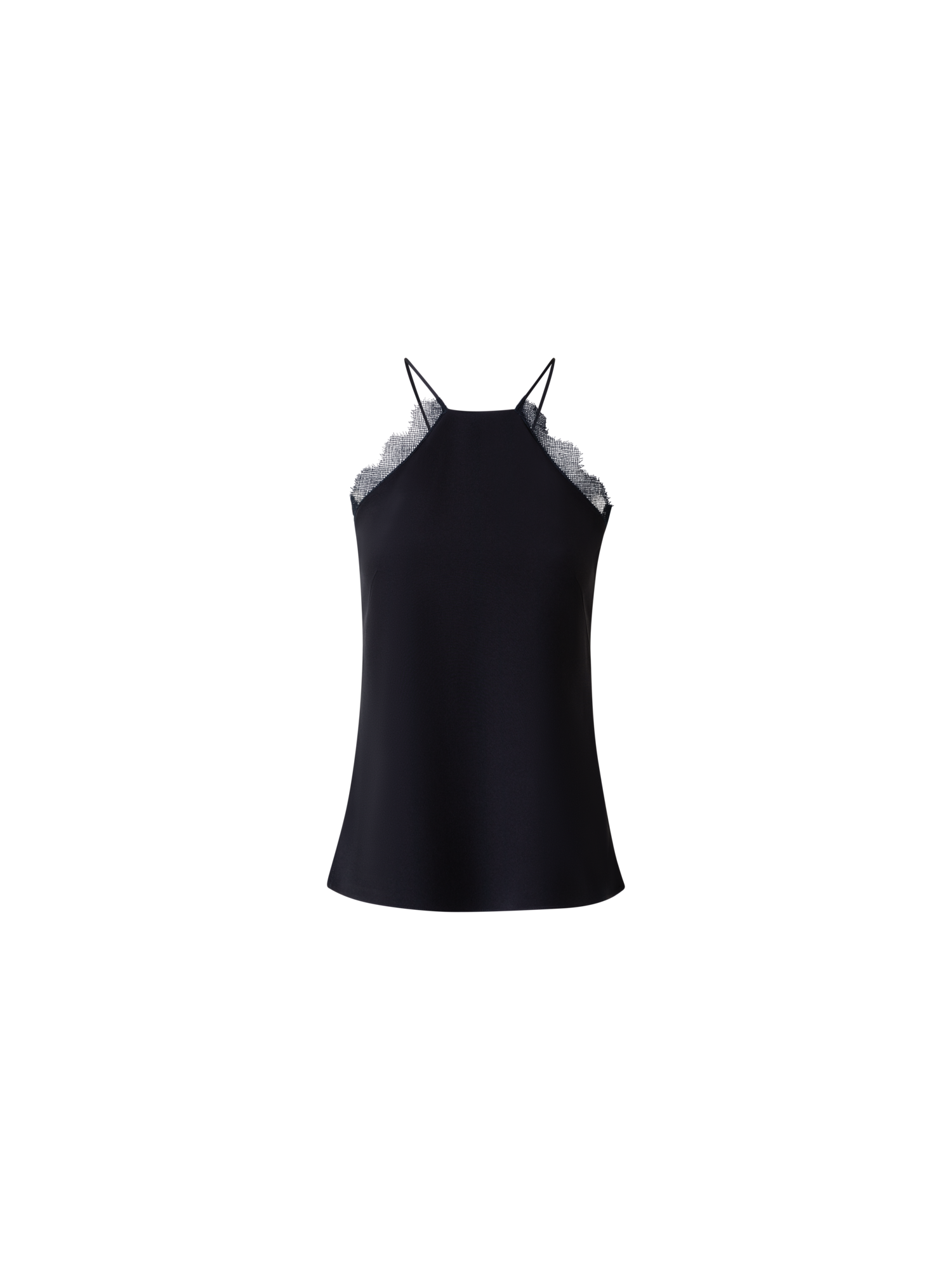 Silk Crêpe Strap Top with Lace