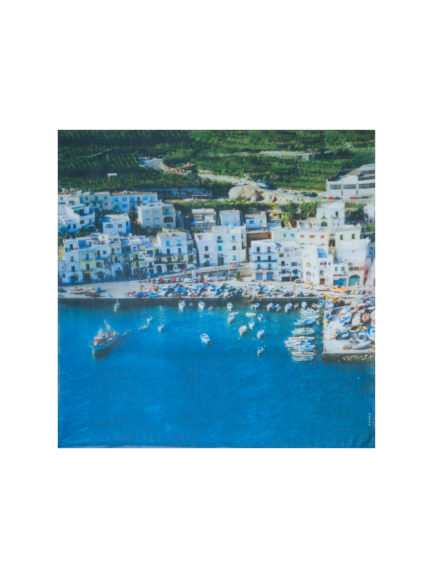 Cotton Silk Scarf with Marina Grande Print