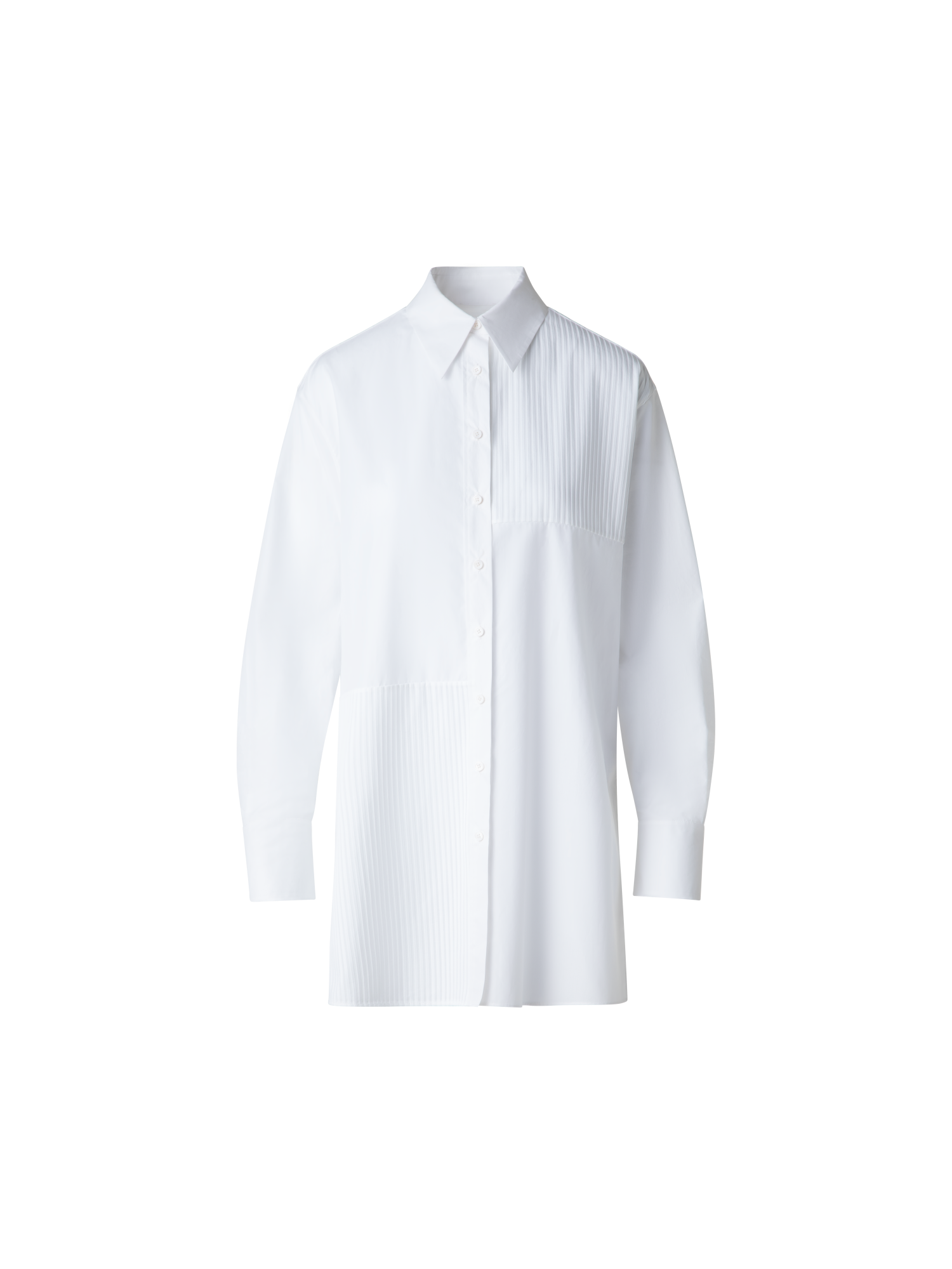 Oversized Shirt in Pleated Cotton Voile