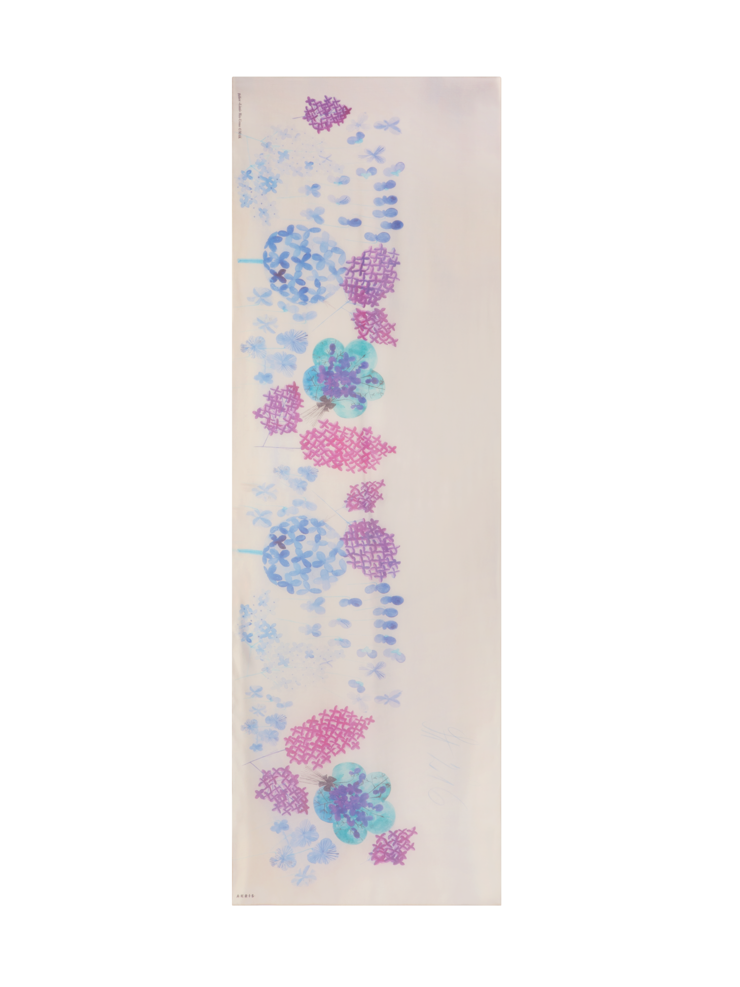 Scarf in Cotton Silk with Denim Blossom Print