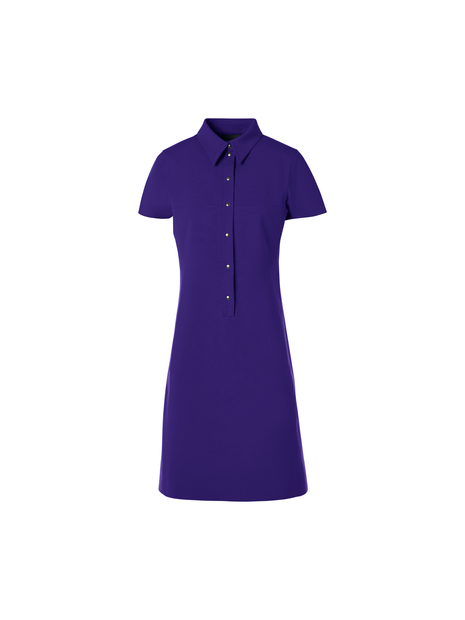 Short-Sleeve Cotton-Silk Stretch Double-Face Polo Dress