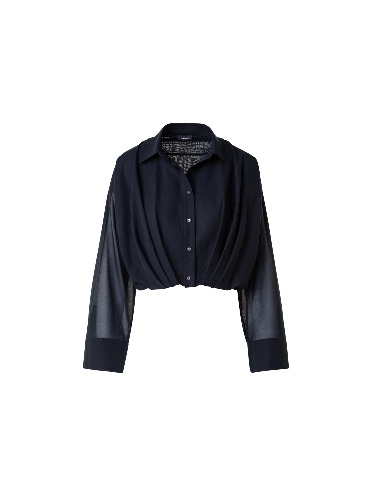 Short Cotton Voile Blouse with Wide Sleeves
