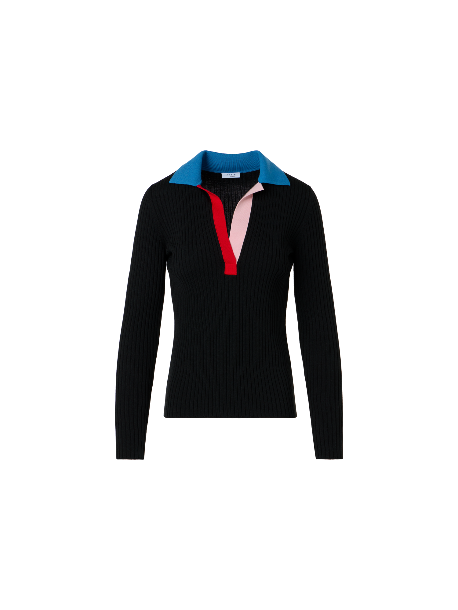 Ribbed Merino Wool Polo Sweater