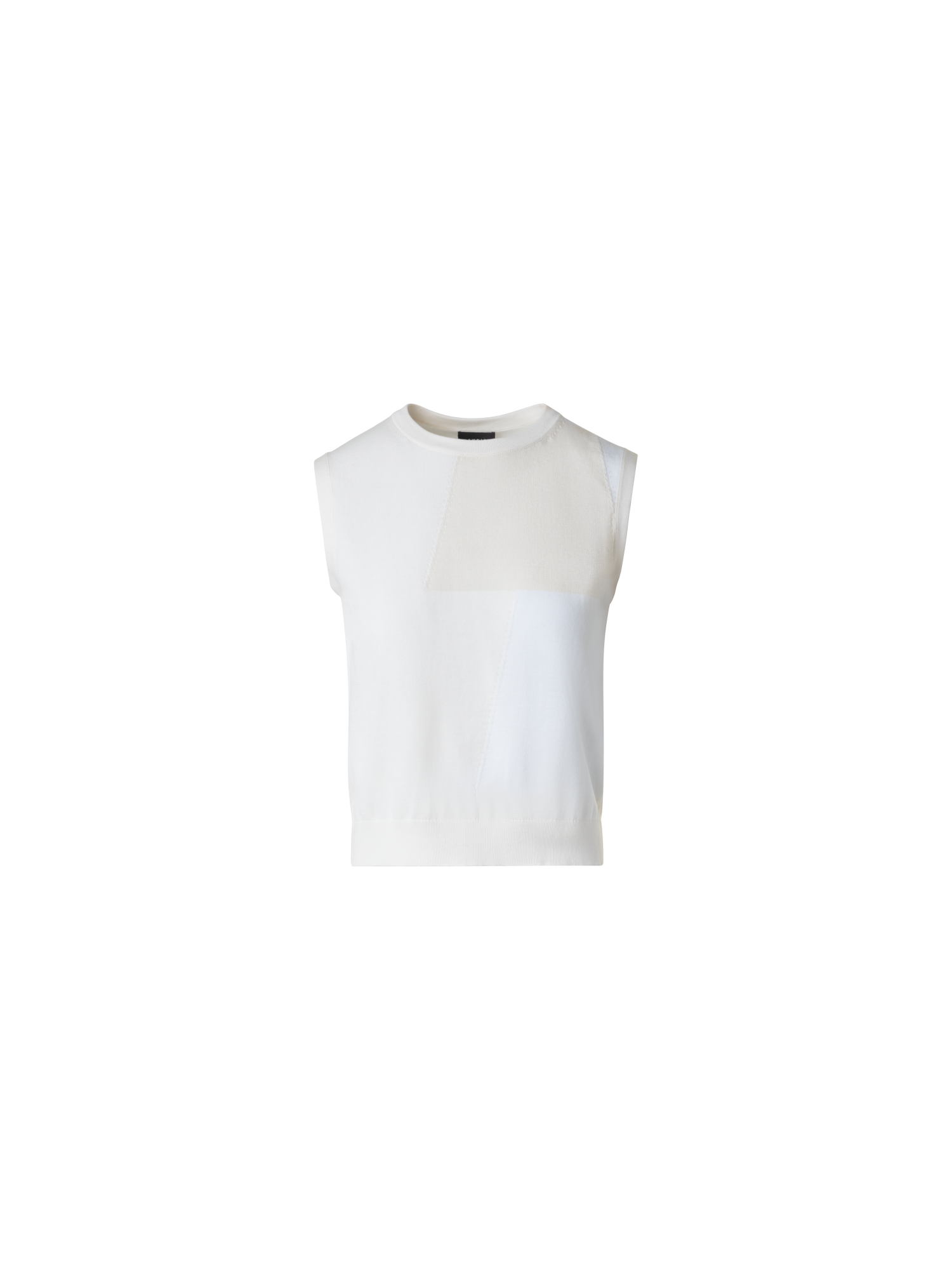 Cotton Knit Top with Trapezoid Jacquard