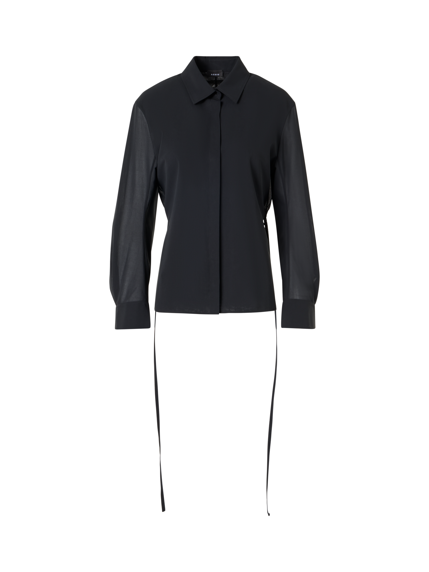 Long-Sleeve Cotton Voile Blouse