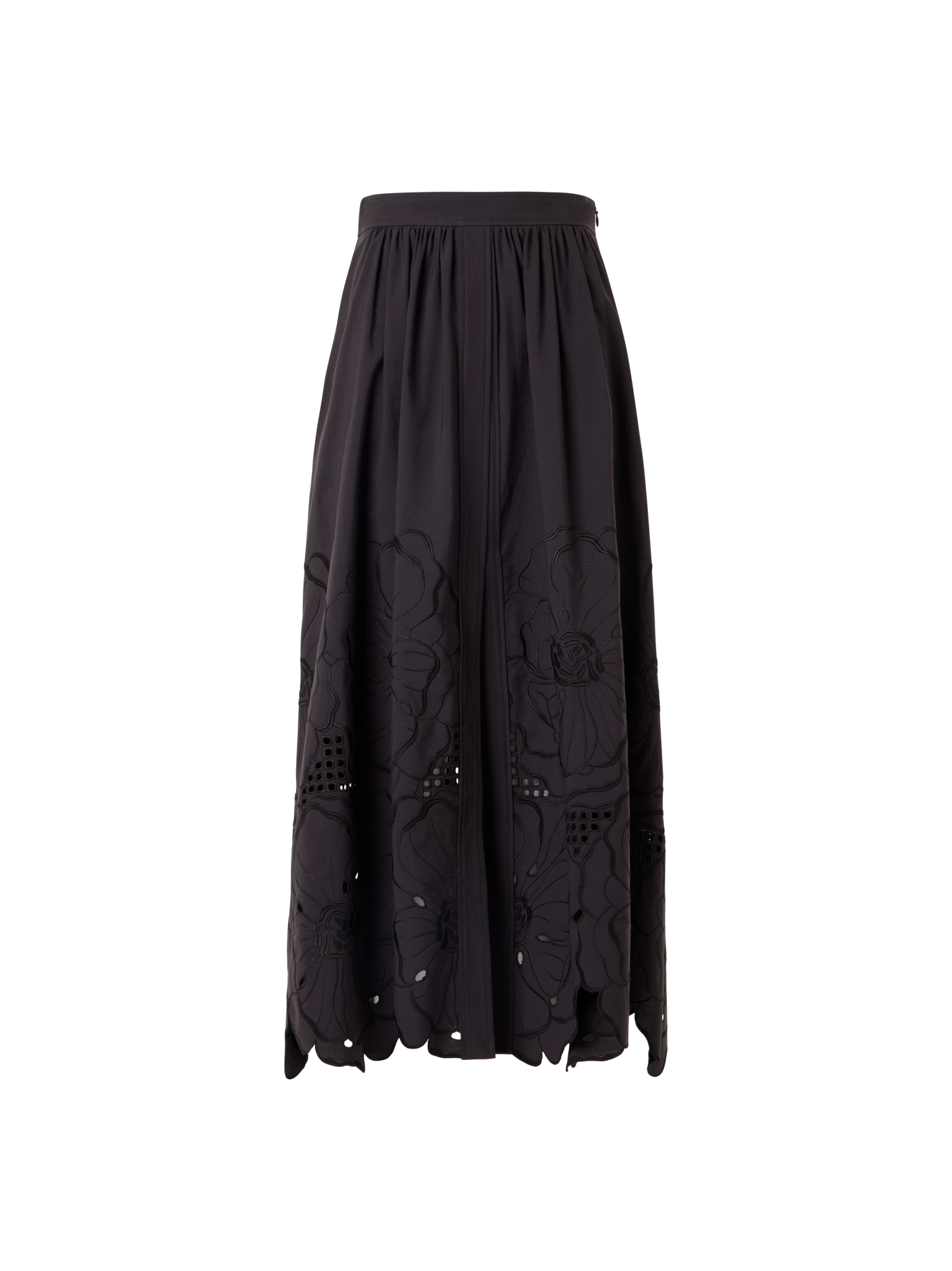 Flared Flower Eyelet Midi Skirt