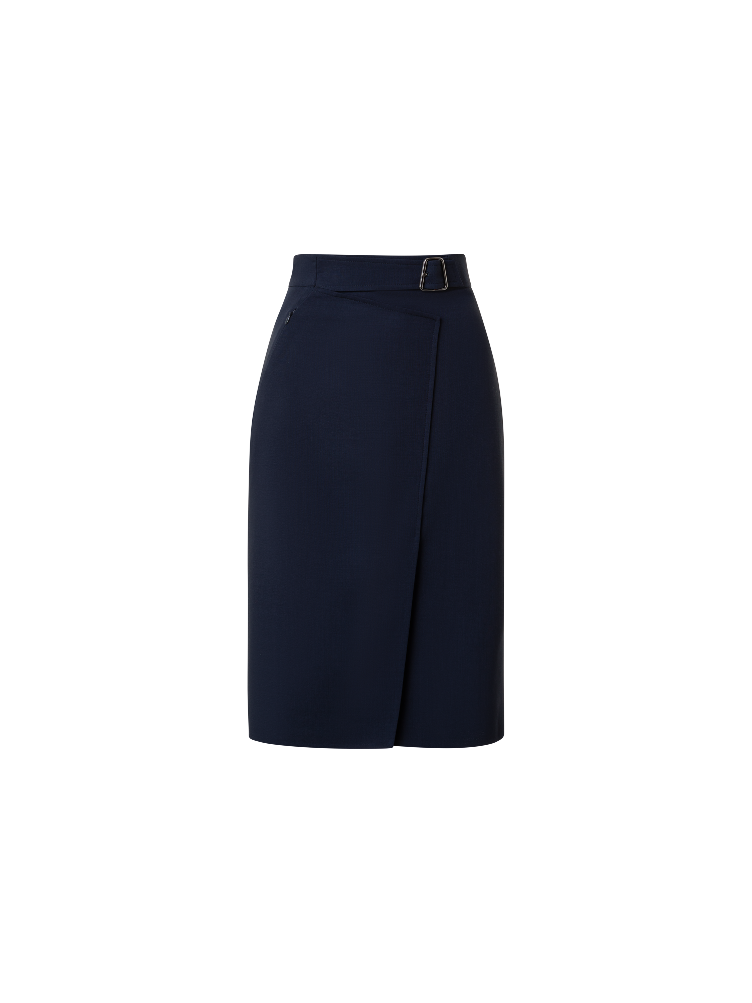 Wool Double-Face Wrap Effect Pencil Skirt