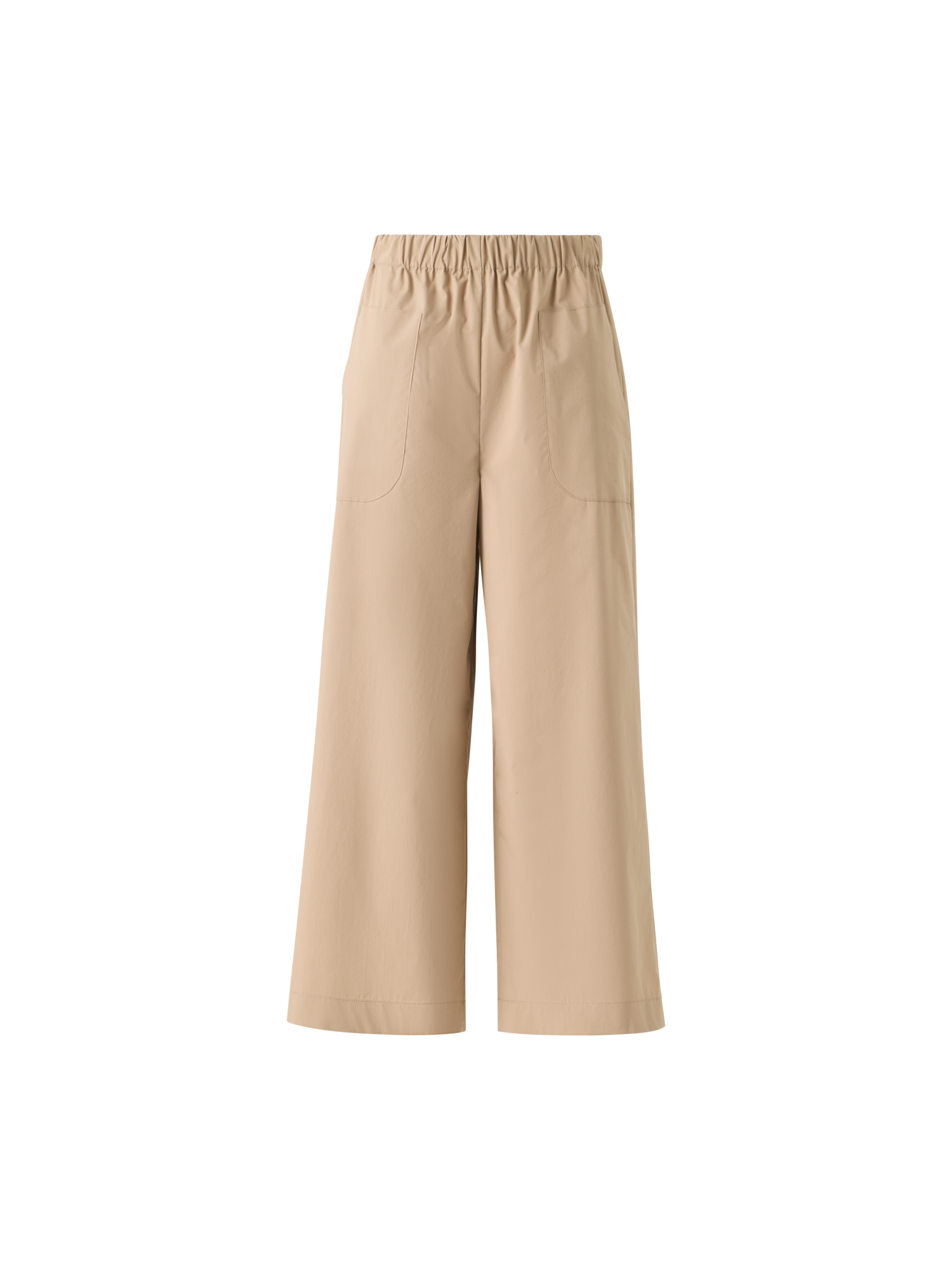 Frey Cropped Cotton Culotte Pants with Elastic Waist