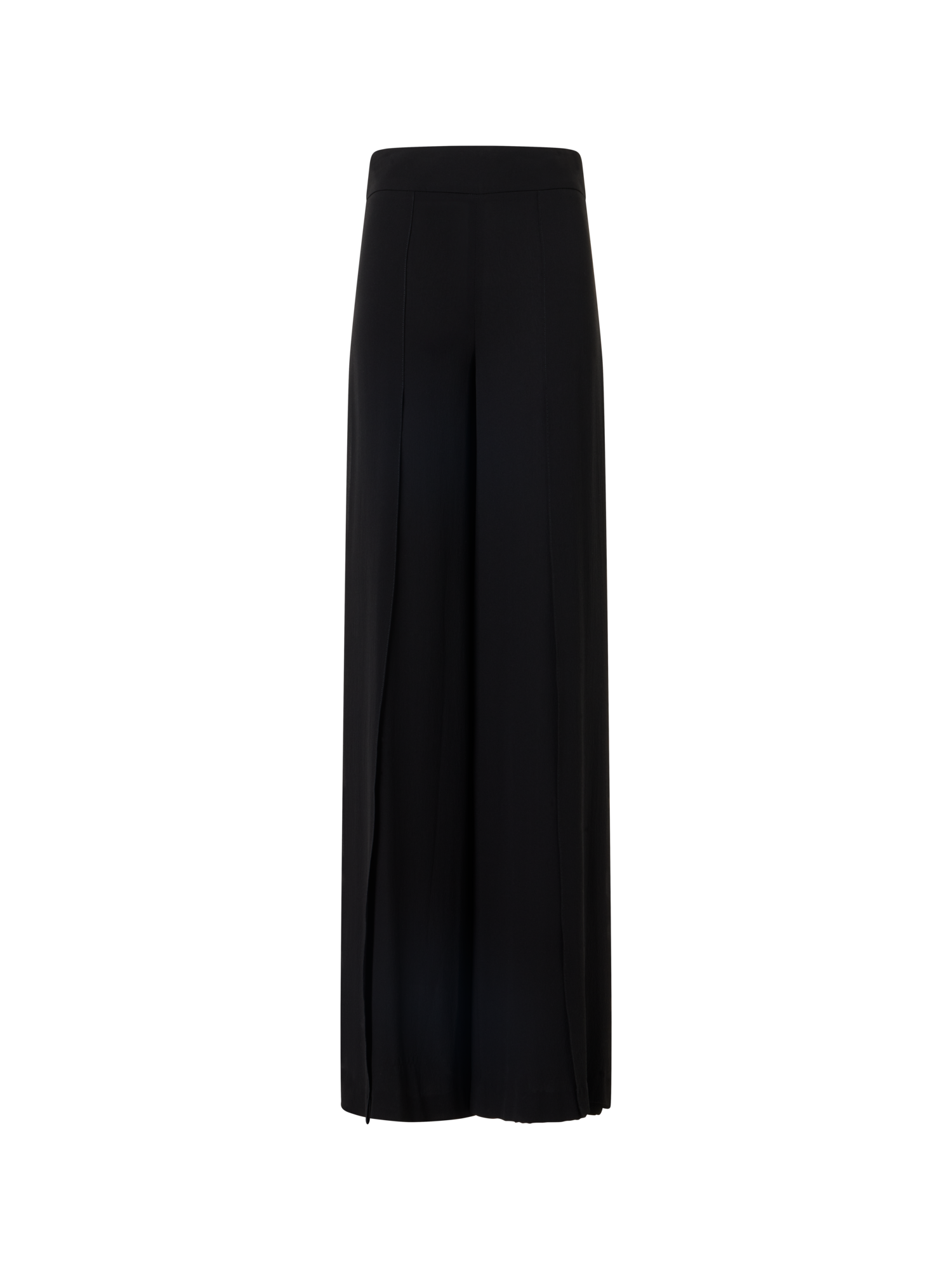 Fellia Wide-Flared-Leg Pants in Silk Georgette