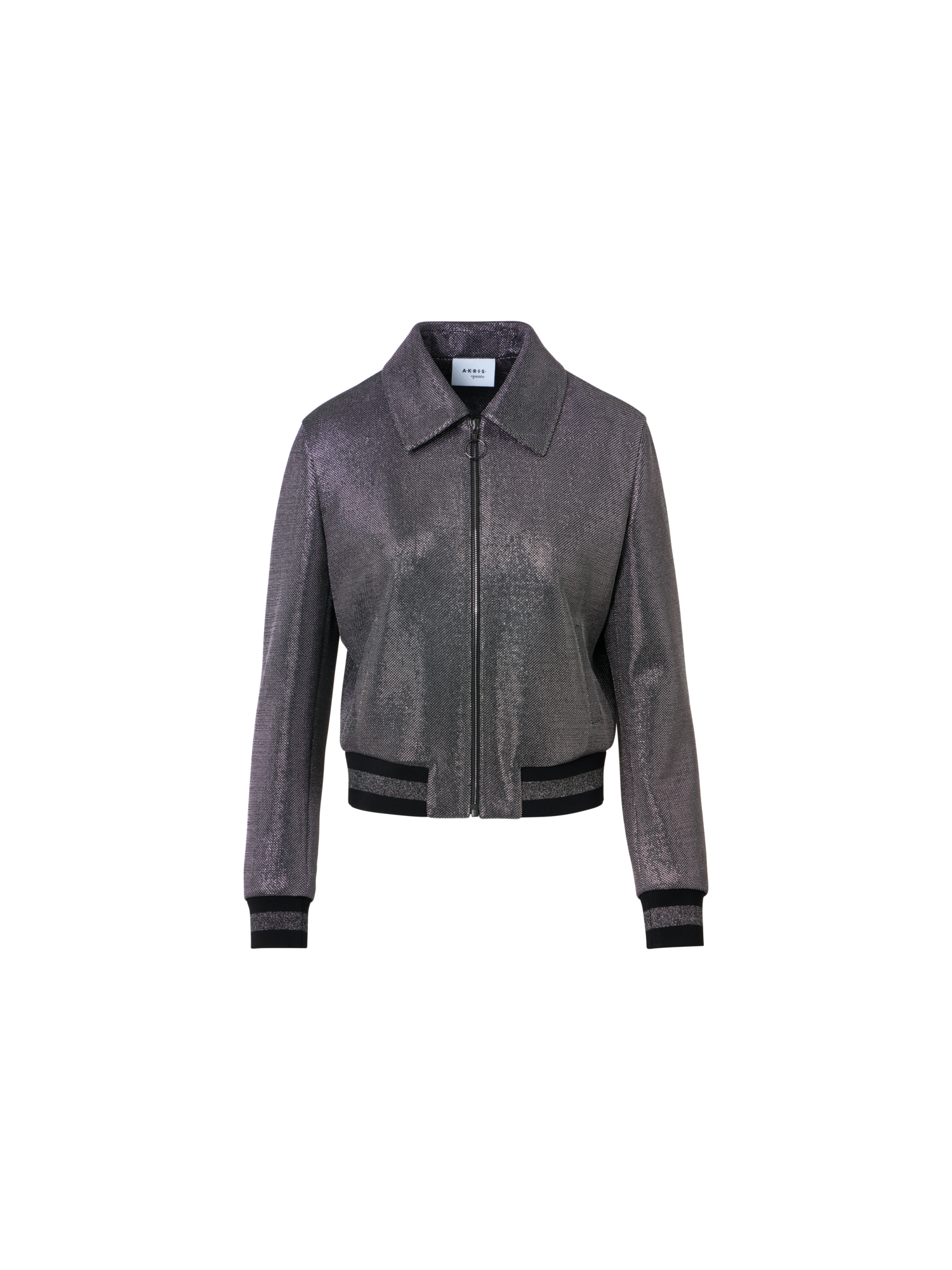 Metallic Birdseye Jersey Bomber Jacket