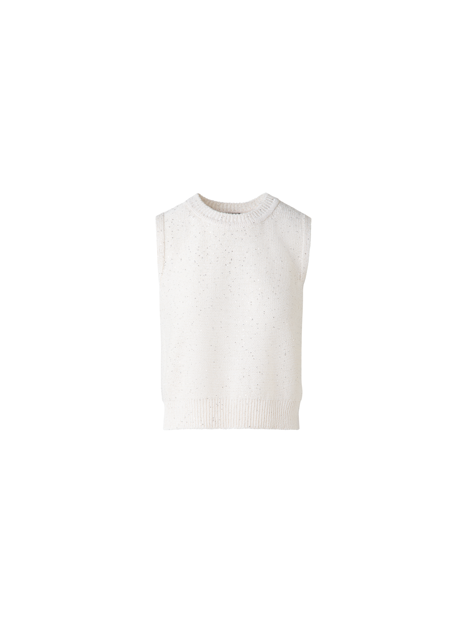 Sleeveless Linen Cotton Knit Top with Sequins