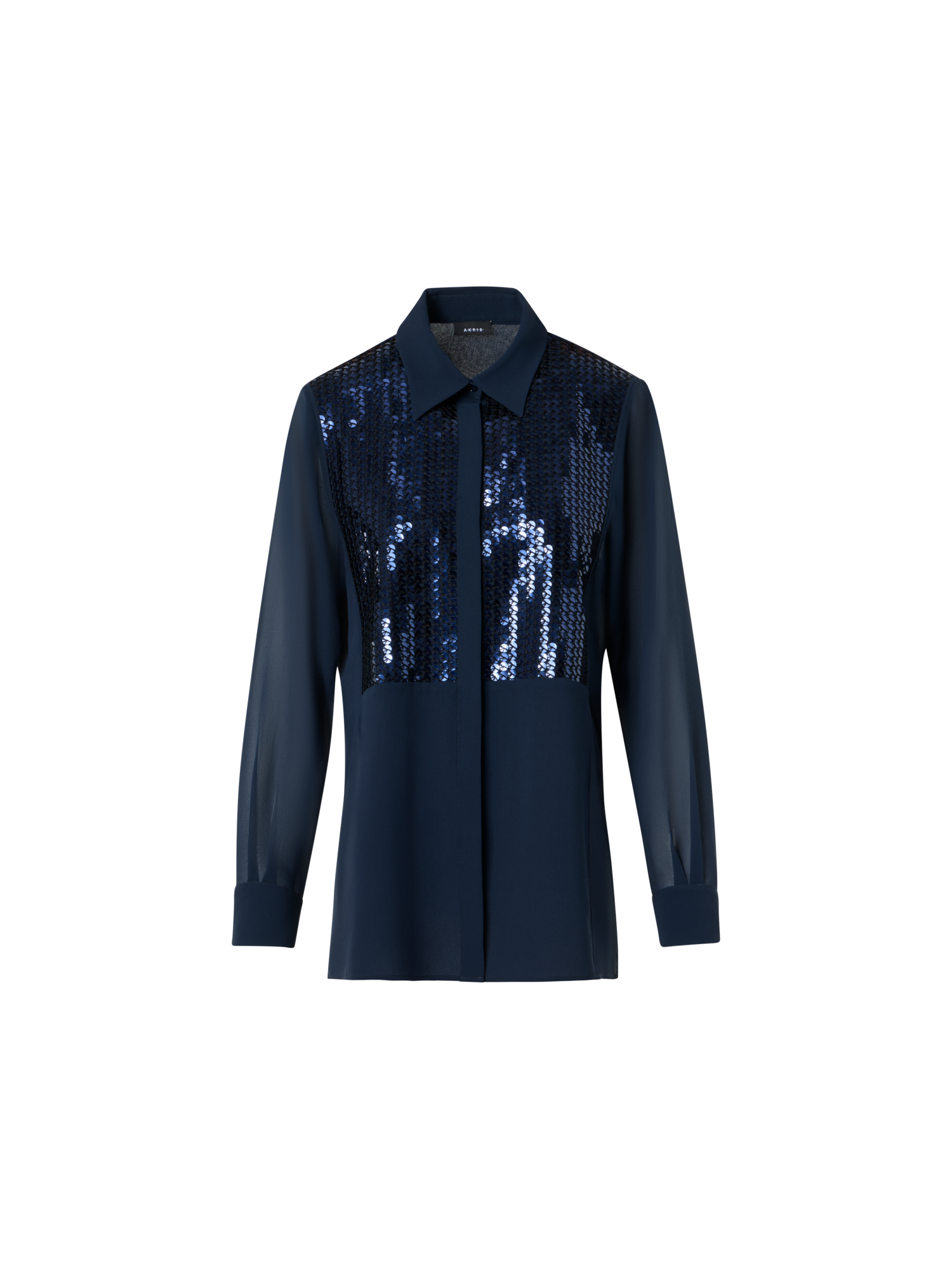 Silk Georgette Blouse with Sequins Plastron
