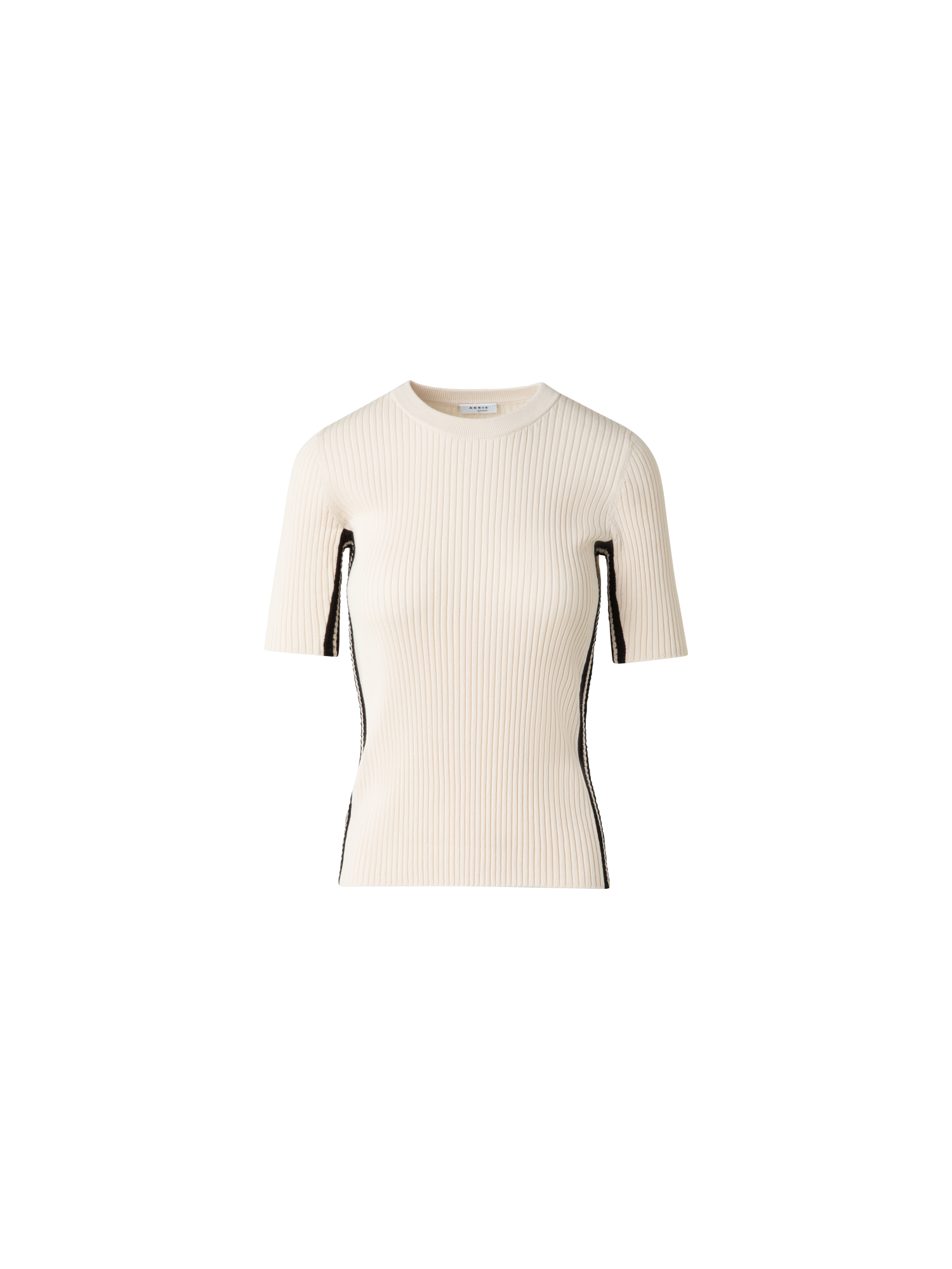Short Sleeves Sweater with Contrast Stripes