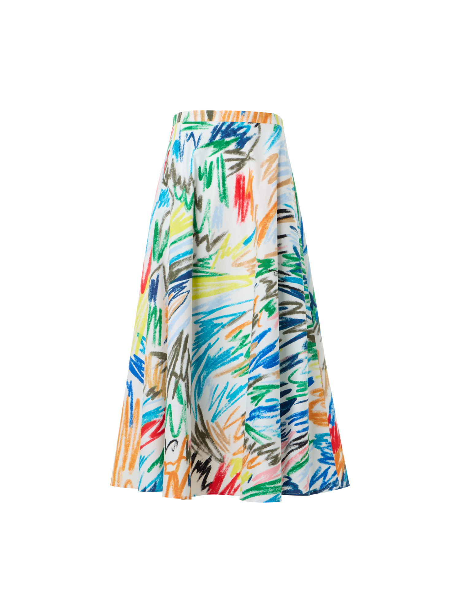 Scribble Print Cotton Midi Skirt