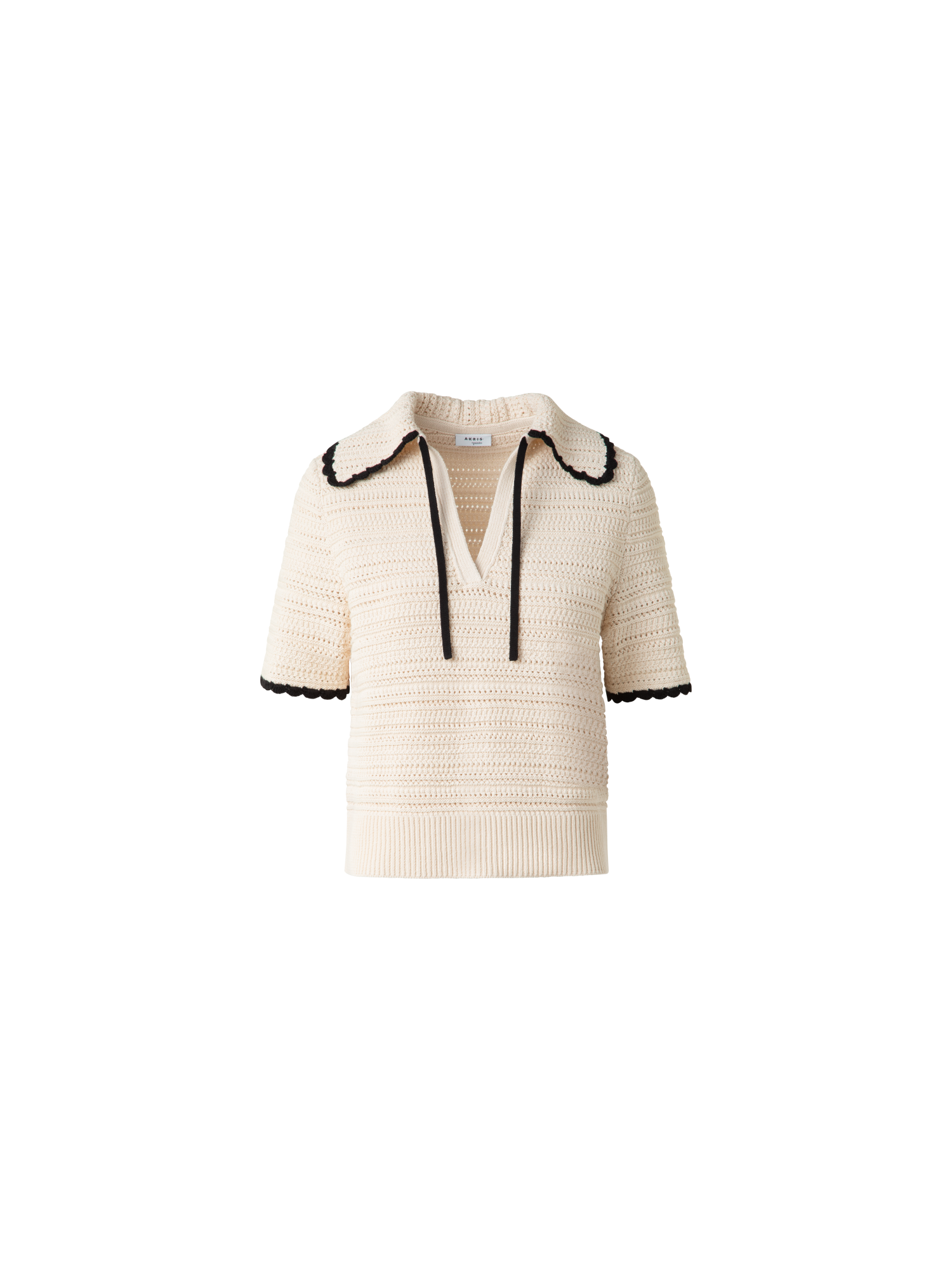 Chunky Cotton Knit Top with Contrast Trim