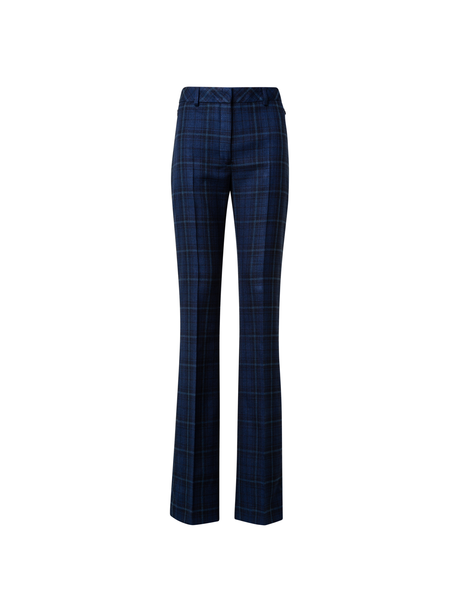 Slight Bootcut Silk Cotton Check Pants