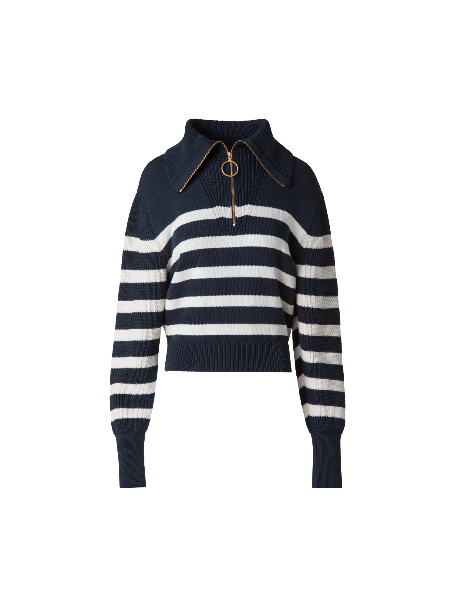 Striped Marine Style Sweater with Sailor Collar