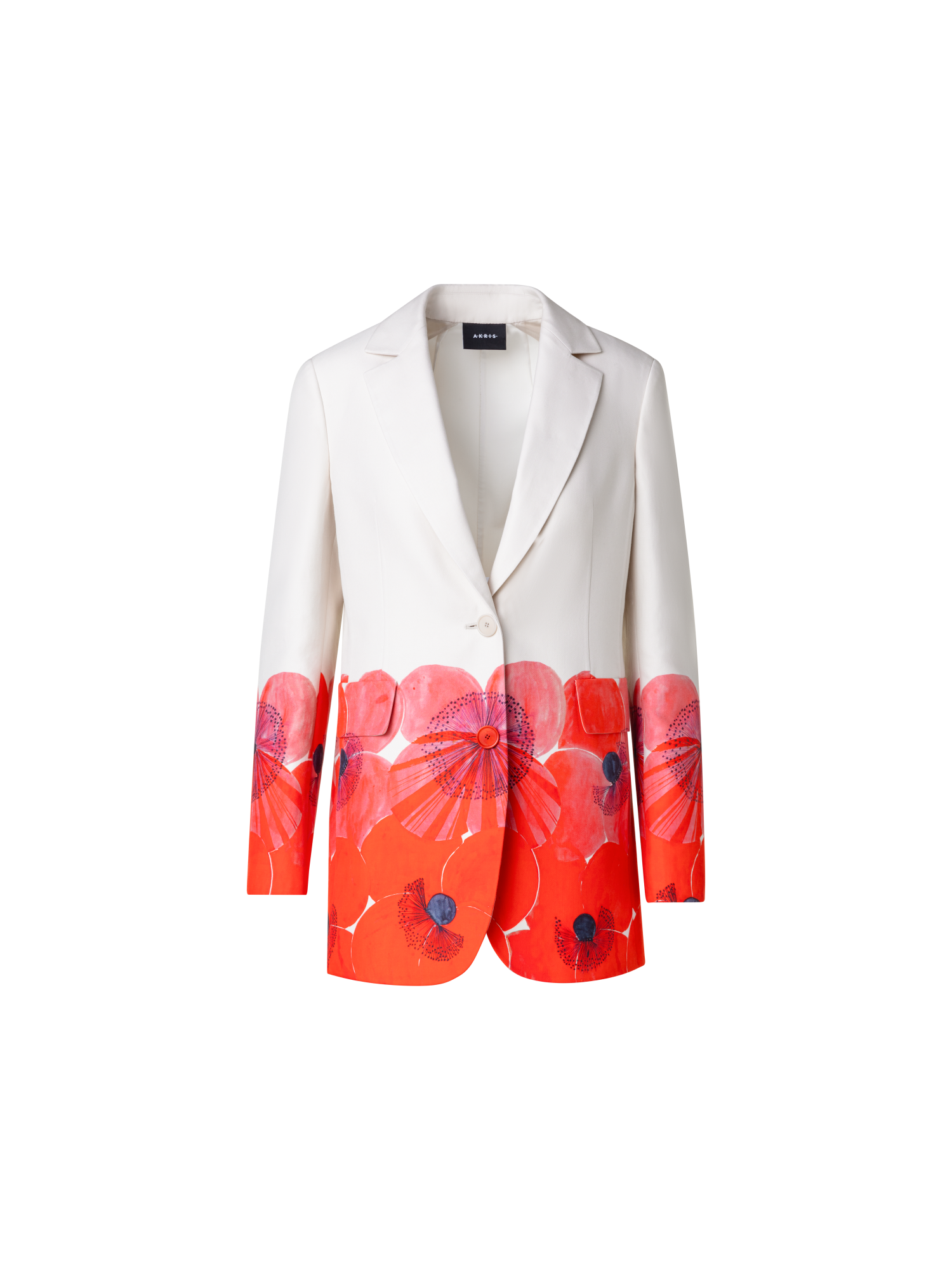 Long Double-Face Jacket with Poppy Print