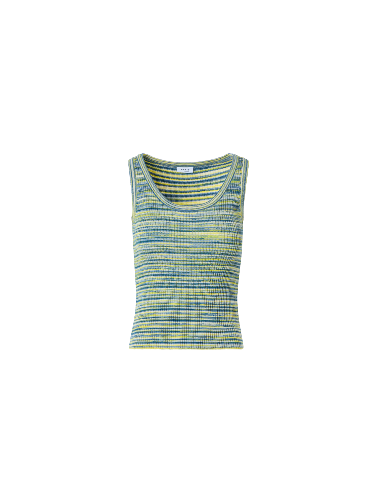 Fitted Scoop Neck Space-Dye Merino Rib Knit Tank