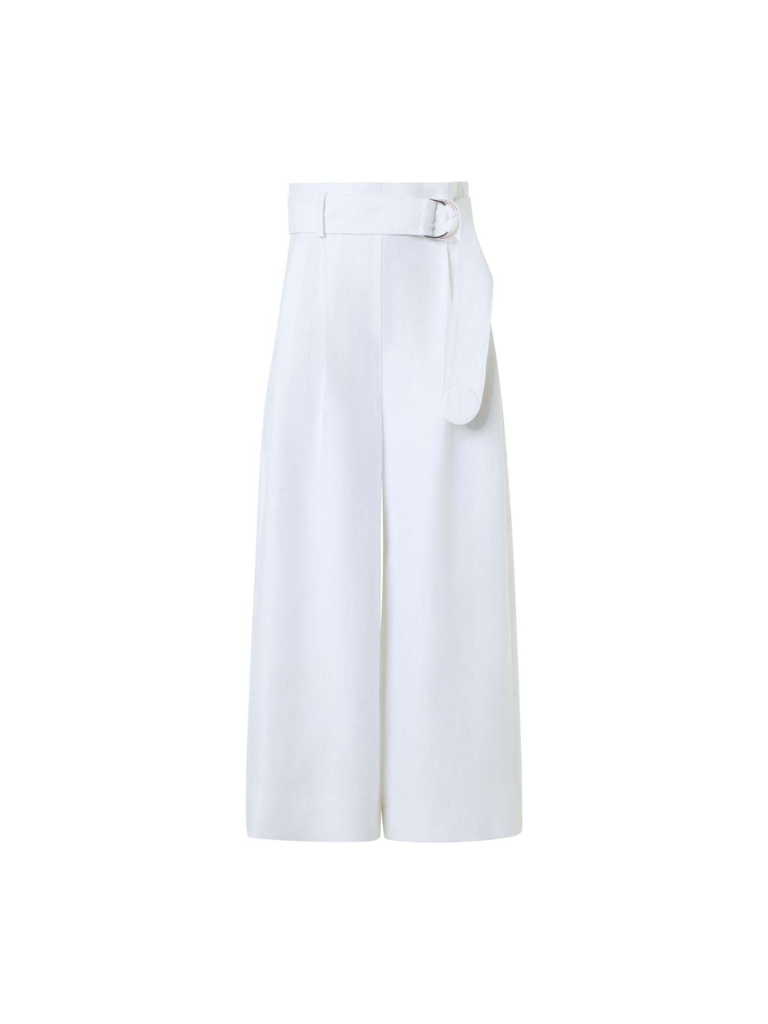 Fiorella High-Rise Pleated Raw Linen Culotte Pants