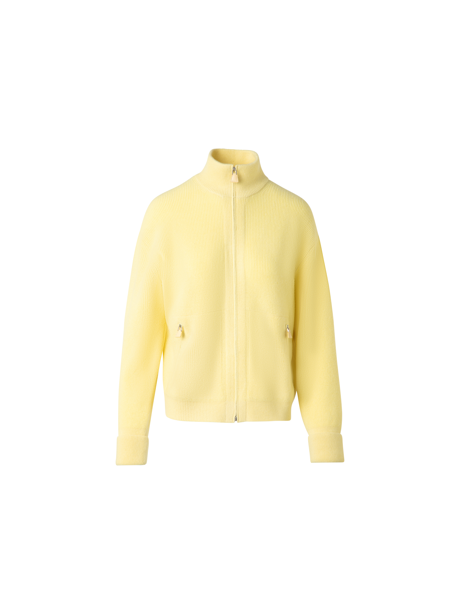 Ribbed Zip Cardigan in Cashmere Knit