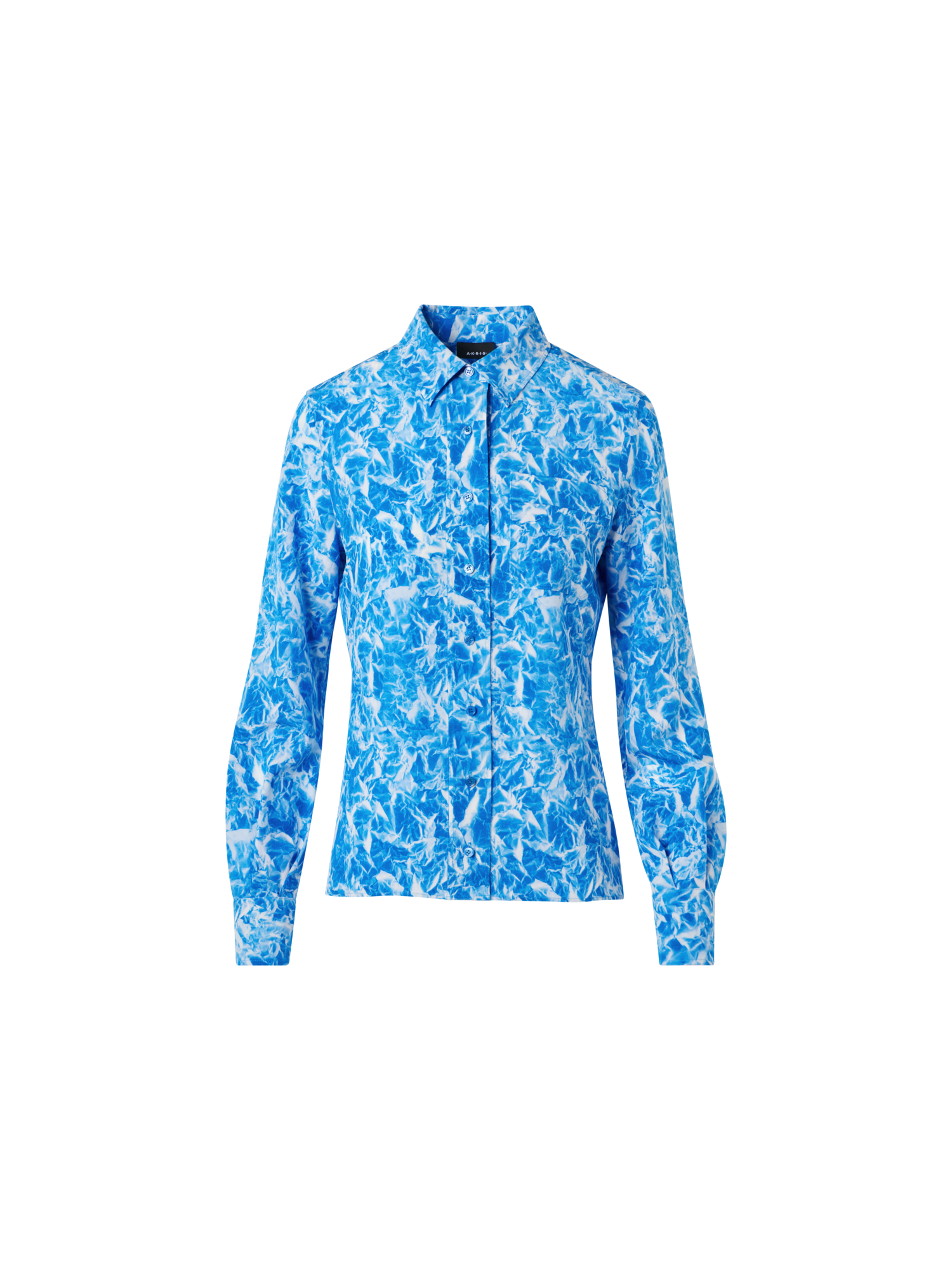 Silk Crêpe Tunic Blouse with Whitecaps Print