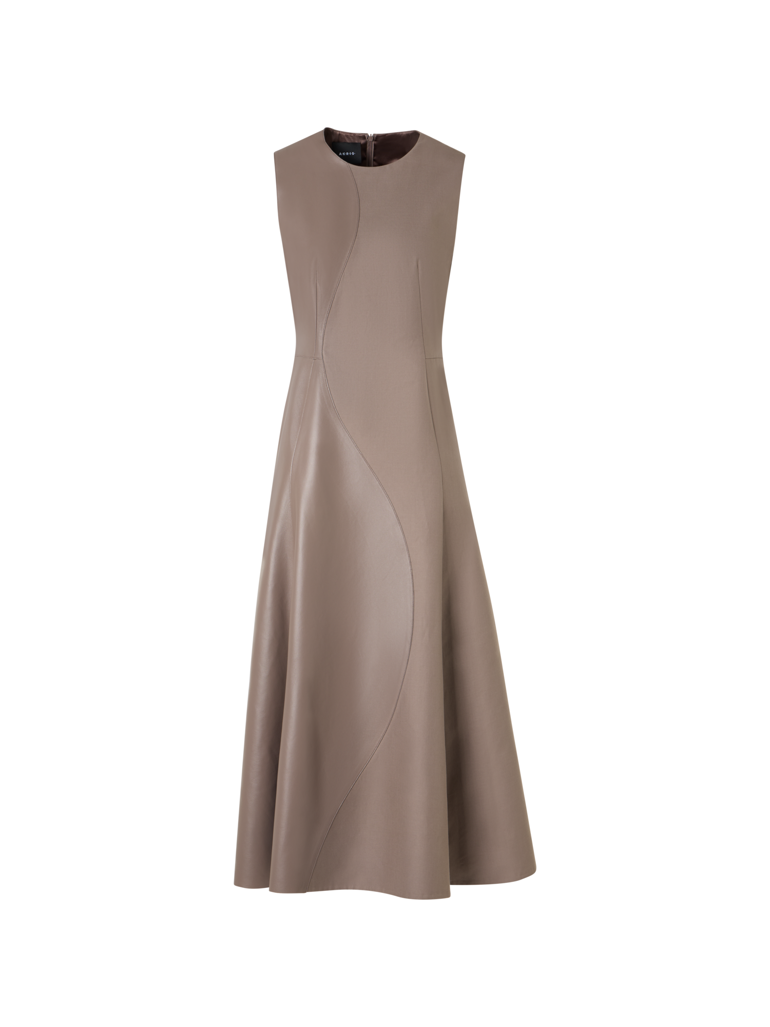 Flared Midi Dress with Leather Patchwork