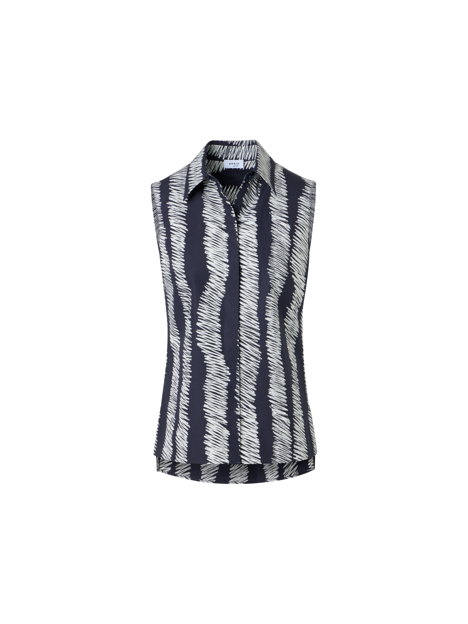 Scribble Wave Print Cotton Blouse