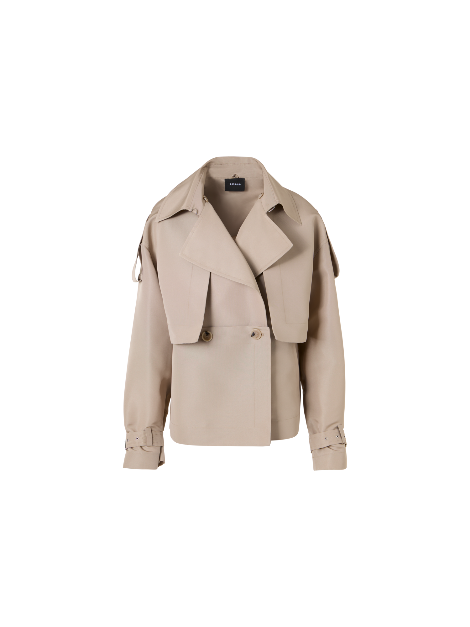 Short Silk Trench Coat with Removable Bolero