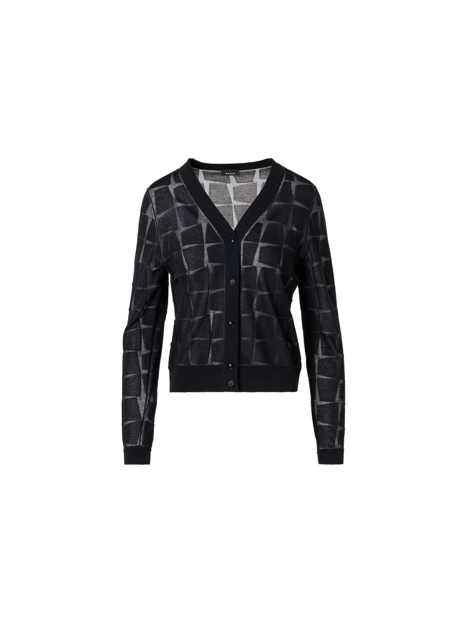 Long-Sleeve Trapezoid Jacquard Knit Cardigan
