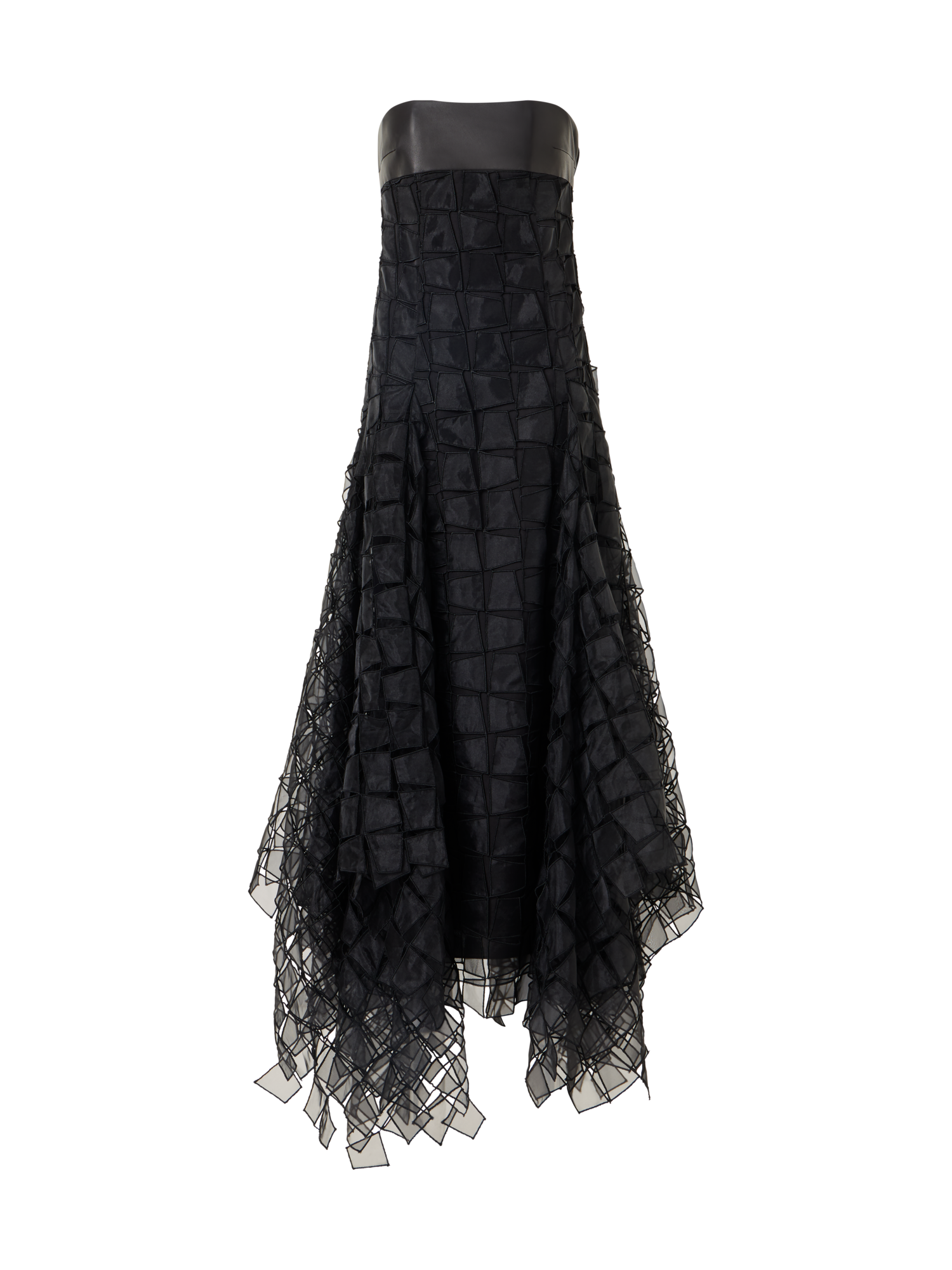 Organza Trapezoid Embroidery Strapless Gown