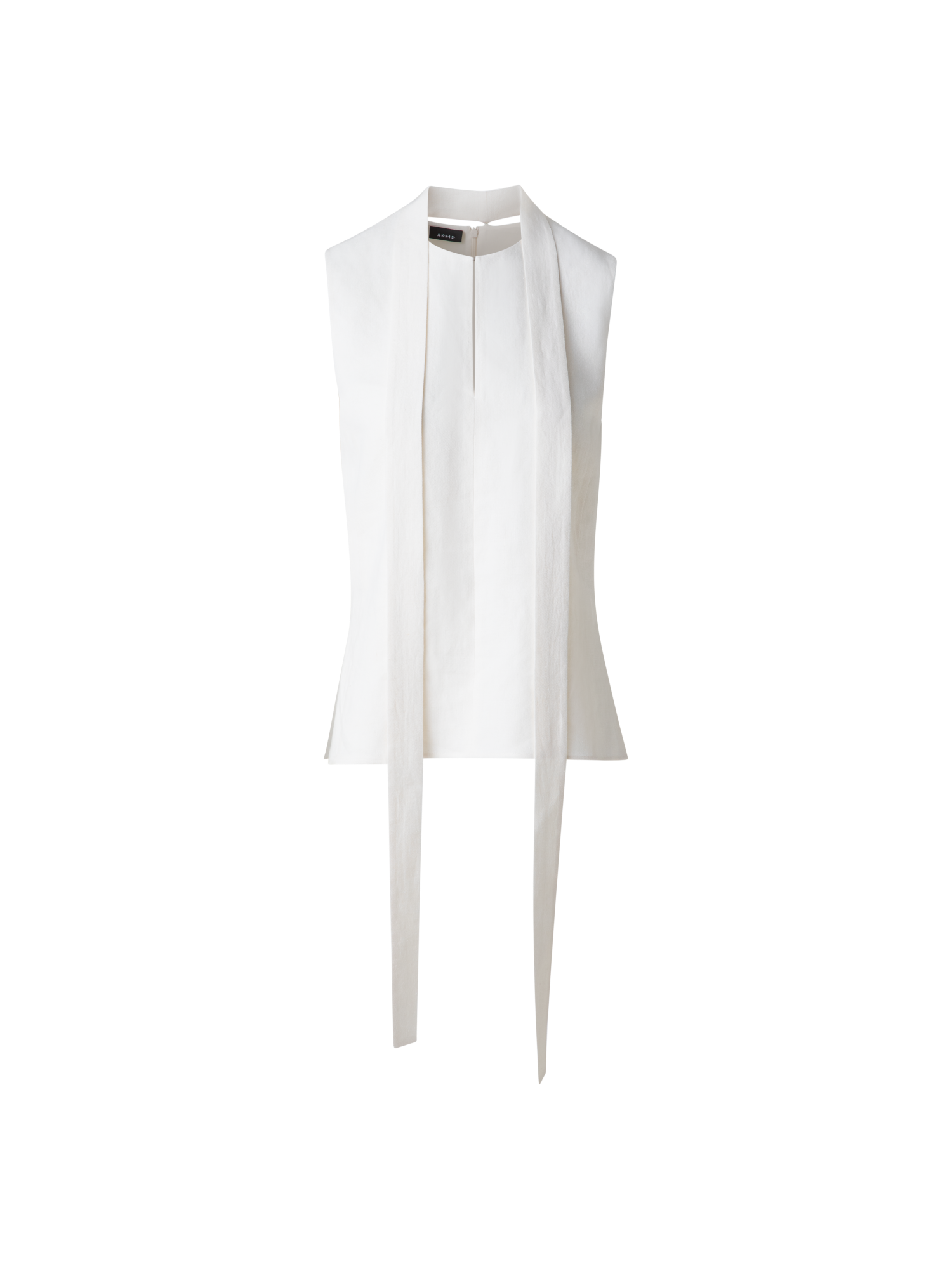 Sleeveless Tie Neck Blouse in Linen Blend