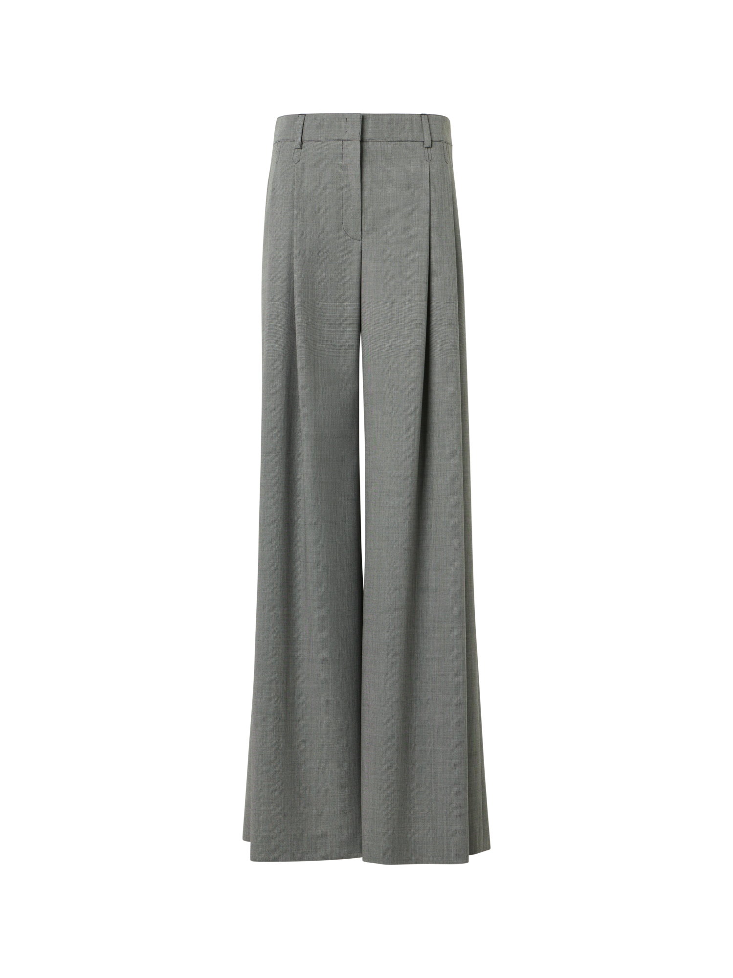 Wool Stretch Fil-à-Fil Wide-Leg Pants