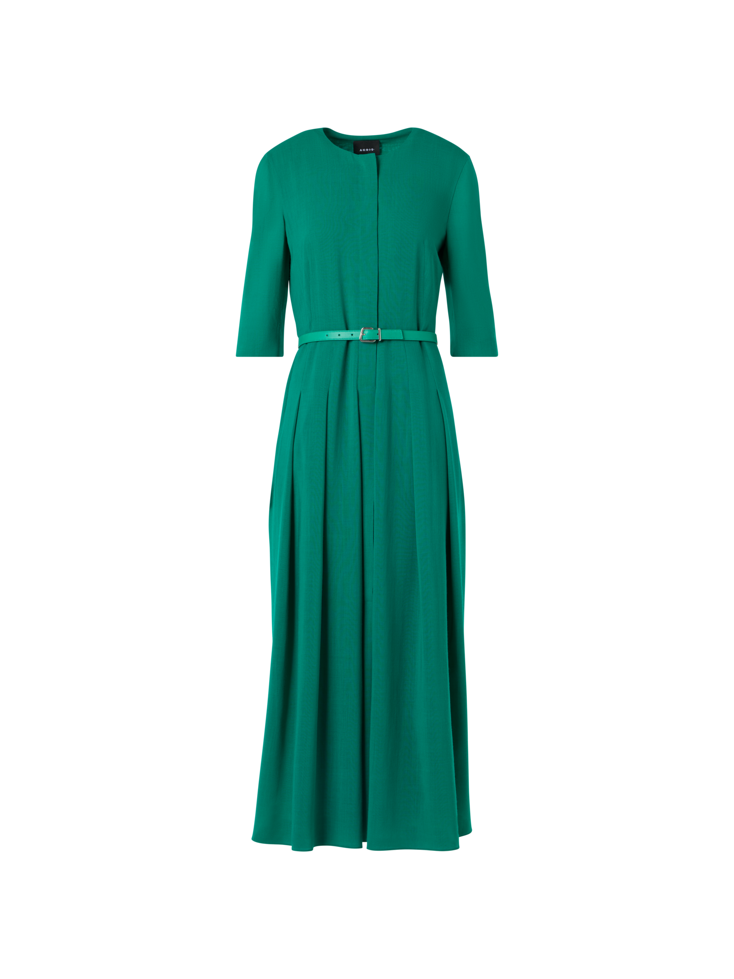 Long-Sleeve Wool Shelly Midi Dress