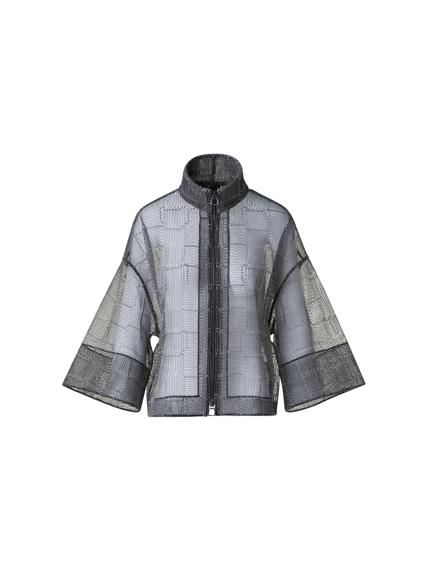 Boxy Jacket with Square on Tulle Embroidery