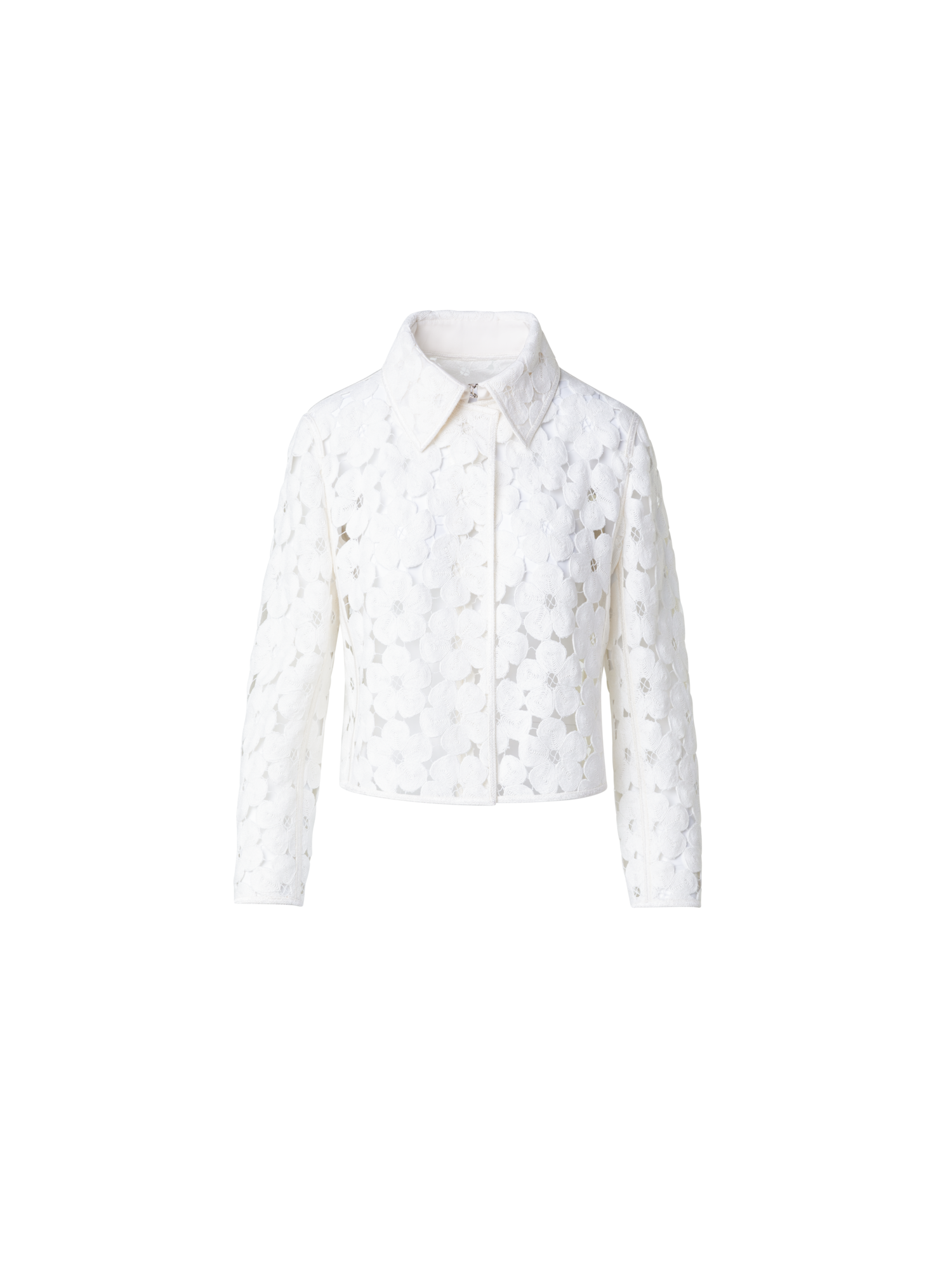 Short Jacket with Allover Anemone Embroidery
