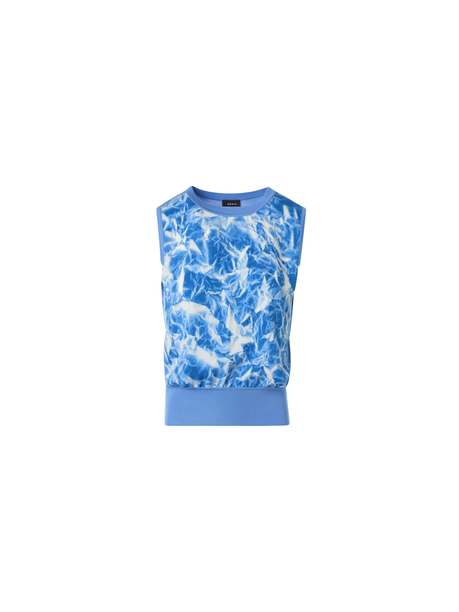 Silk Knit Top with Whitecaps Print
