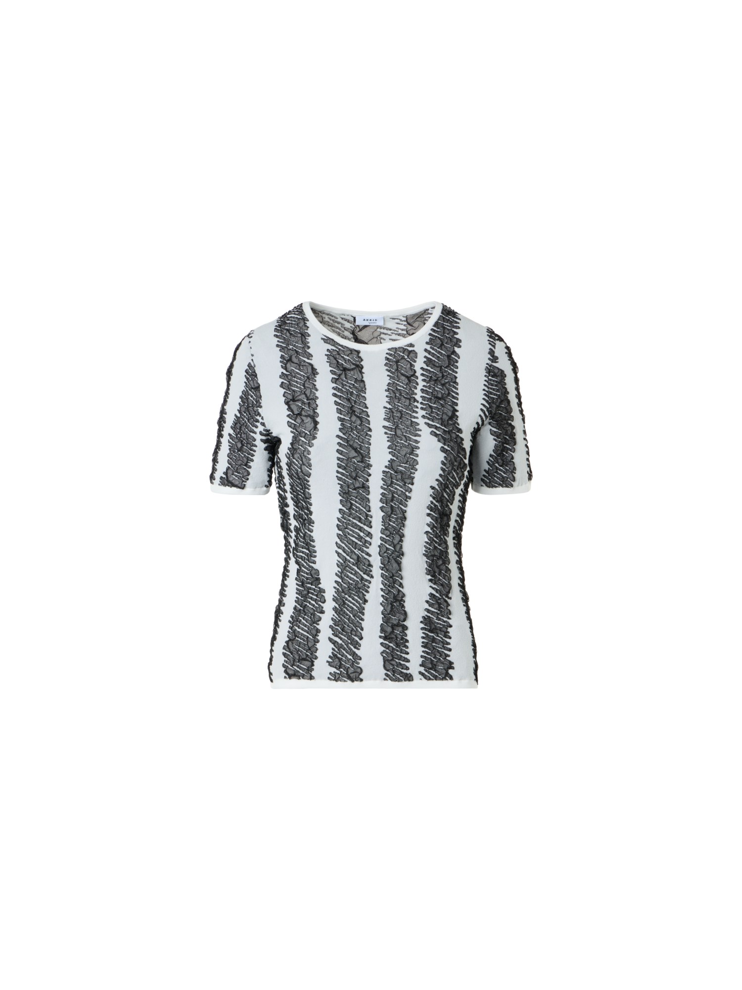 Fitted 3D Scribble Jacquard Knit Top