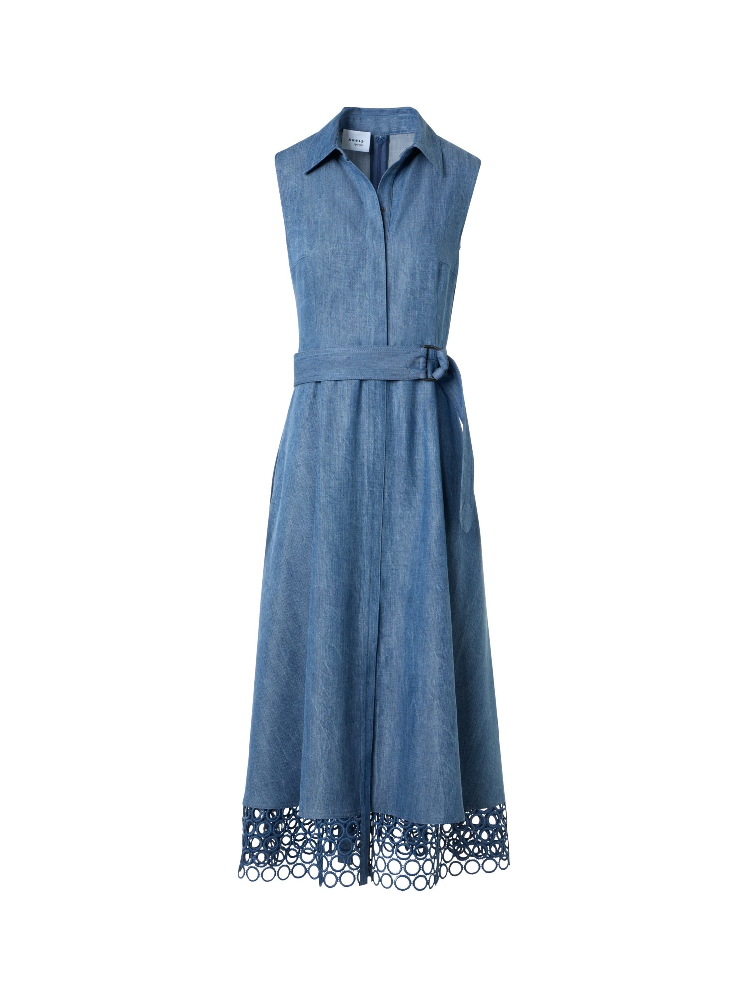 Denim Shirt Dress with Eyelet Guipure