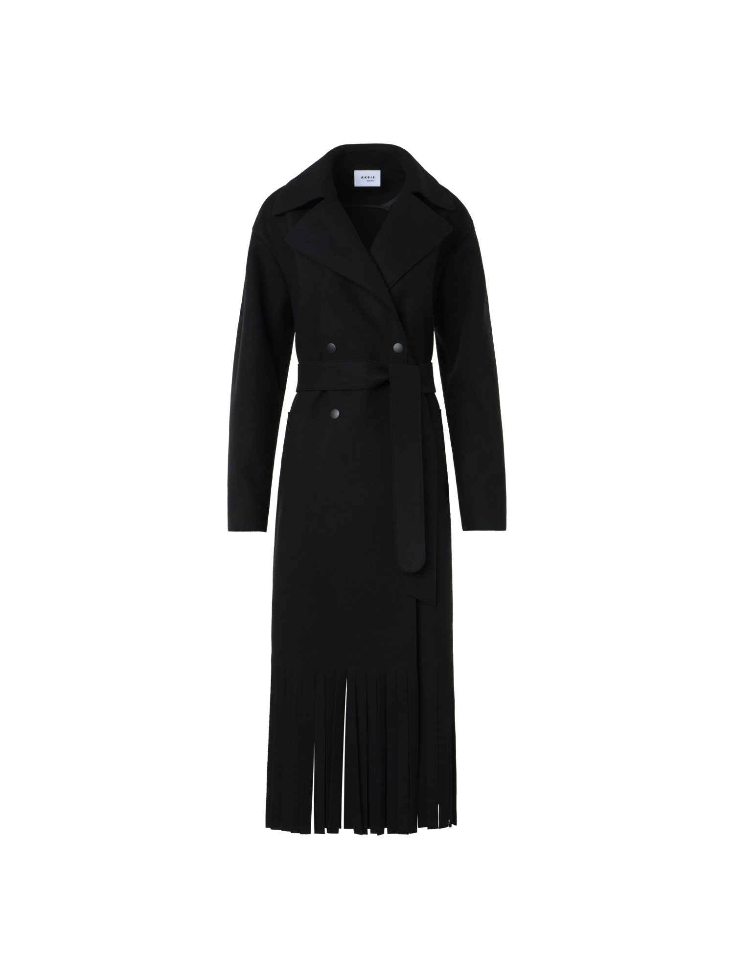 Fringed Felted Wool Trench Coat