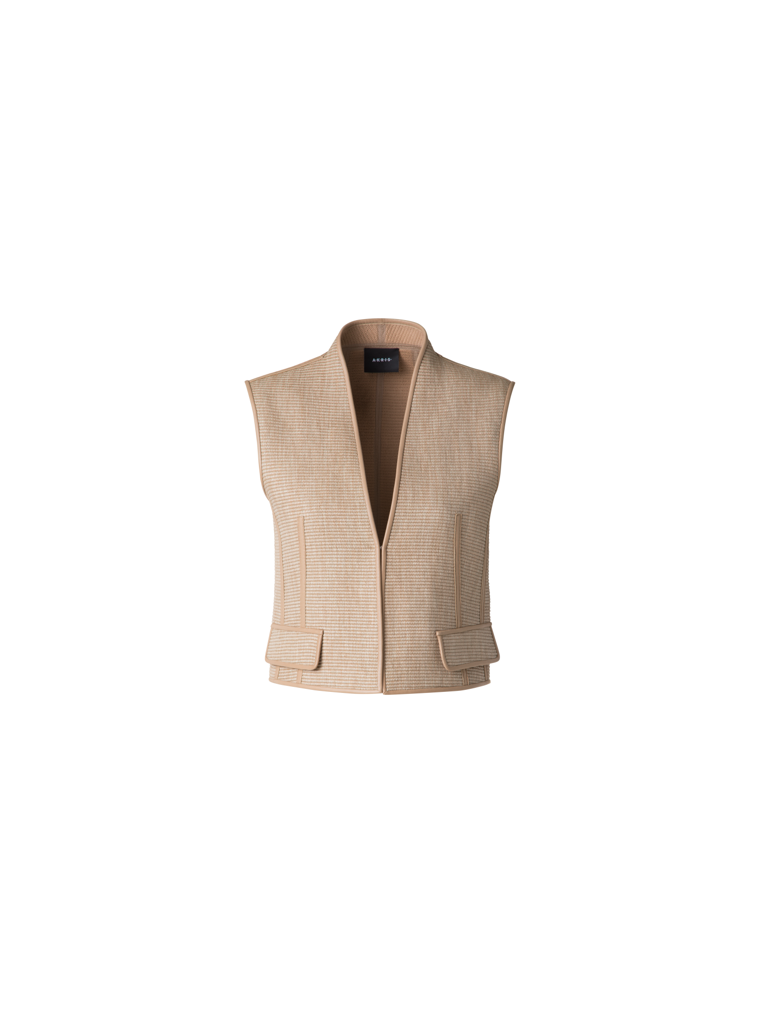 Gilet in Soft Cotton Raffia with Leather Trim