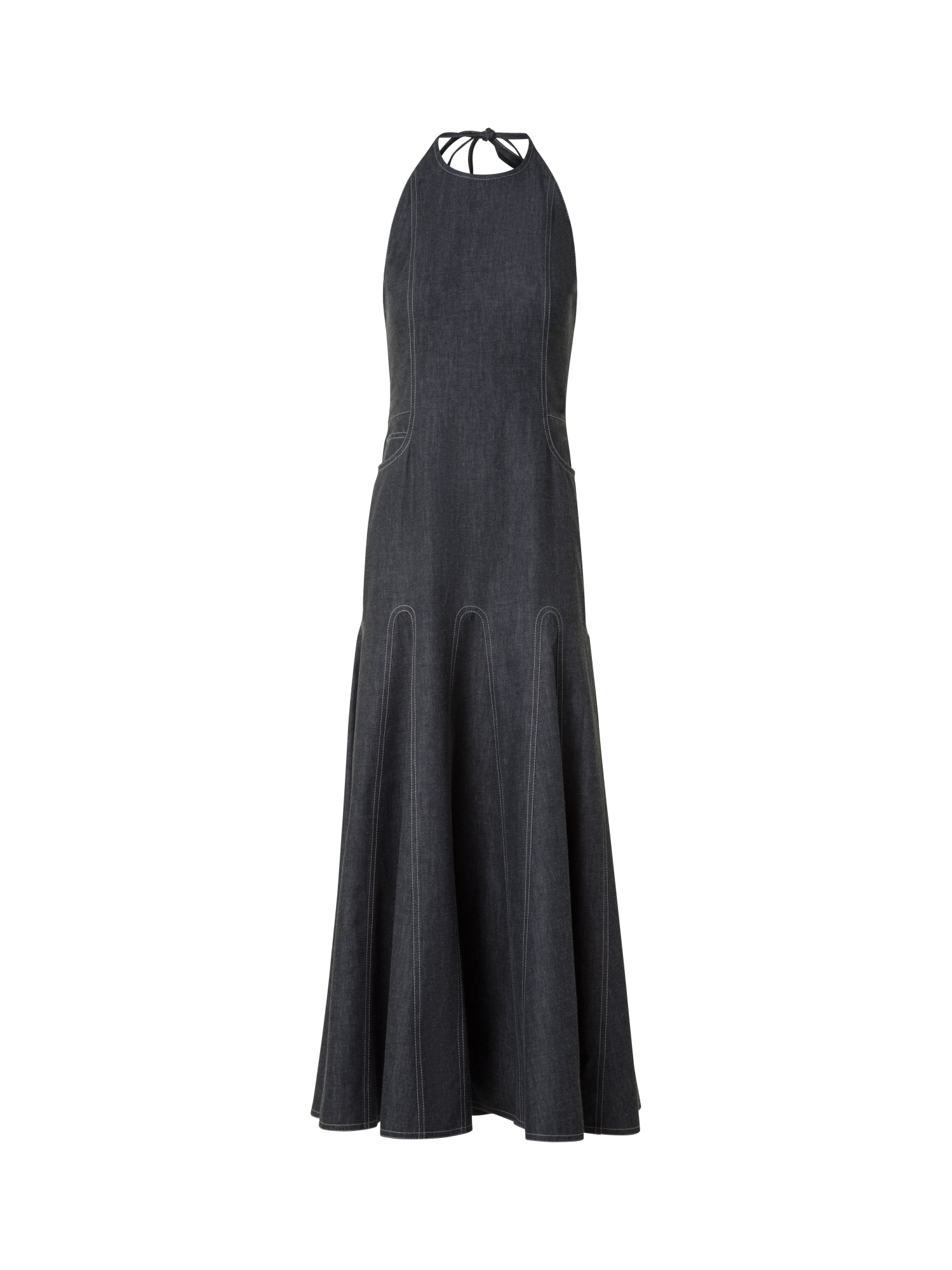 Halter Top Denim Midi Dress